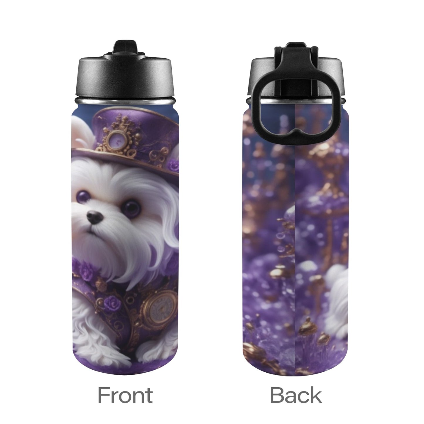 An Ashie Steampunk Insulated Water Bottle with Straw Lid (18oz)