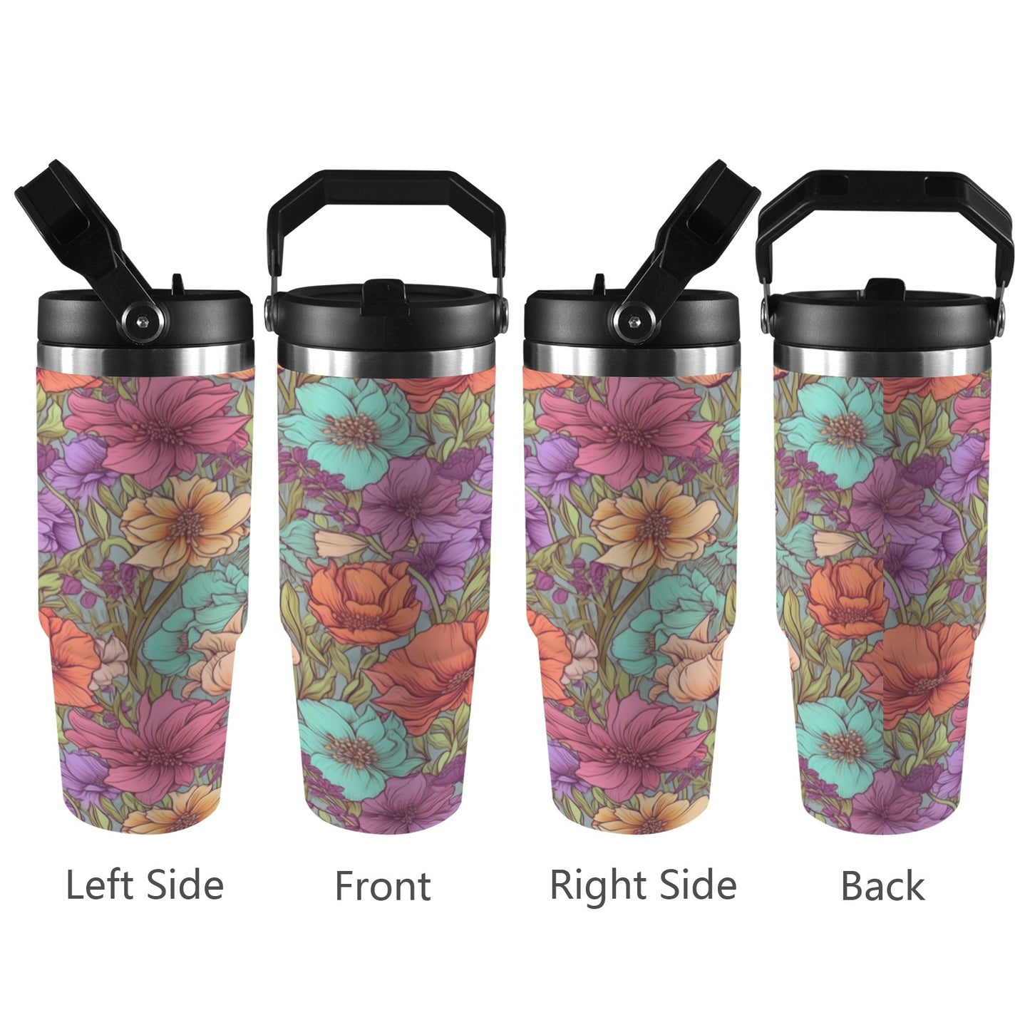 Flowerful 30oz Tumbler with Top Handle