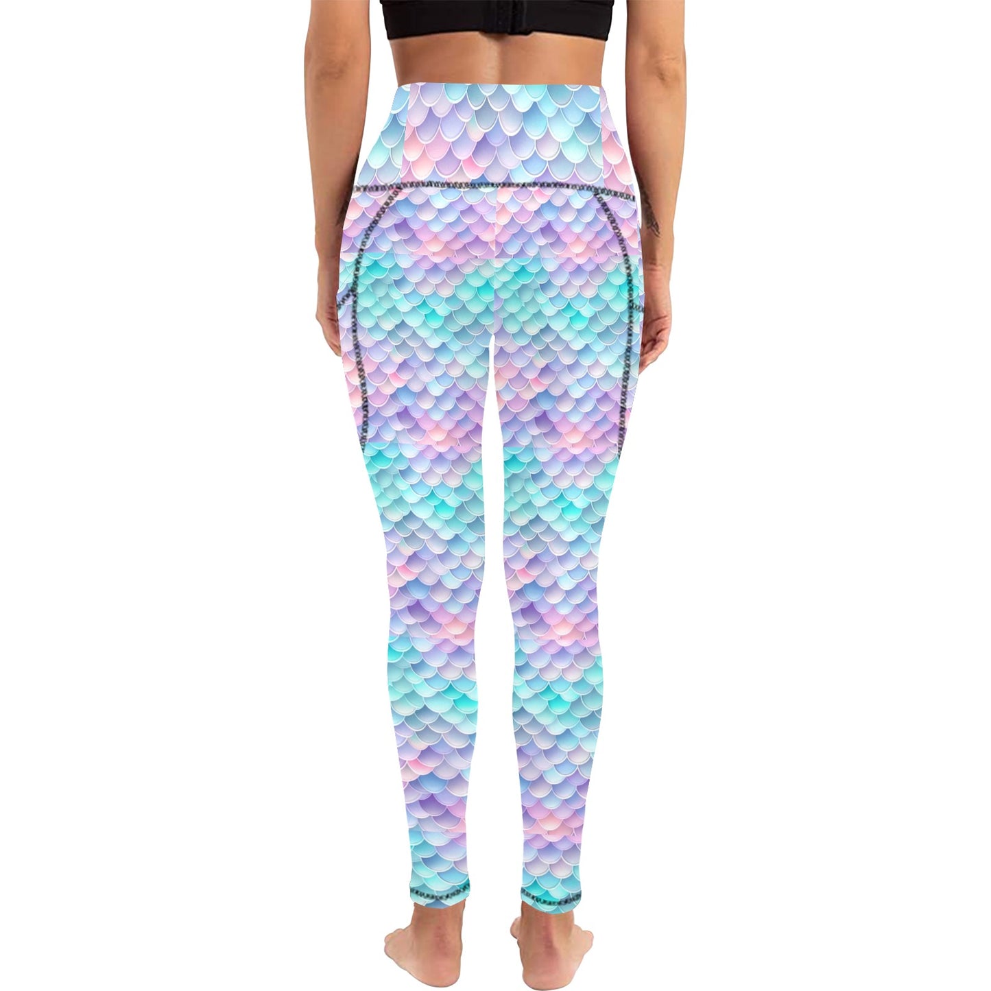 Pastel Mermaid Tail Women's  Leggings with Pockets