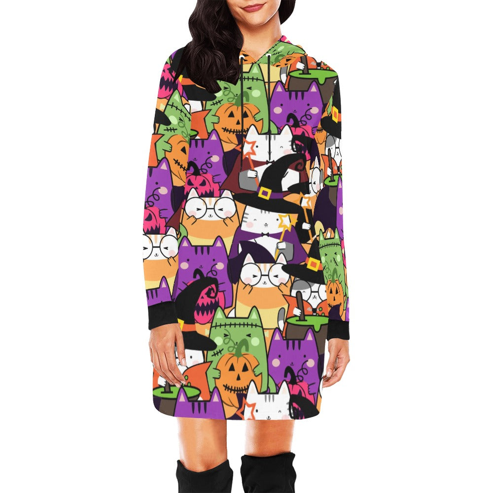 Halloween Cats Hoodie Mini Dress