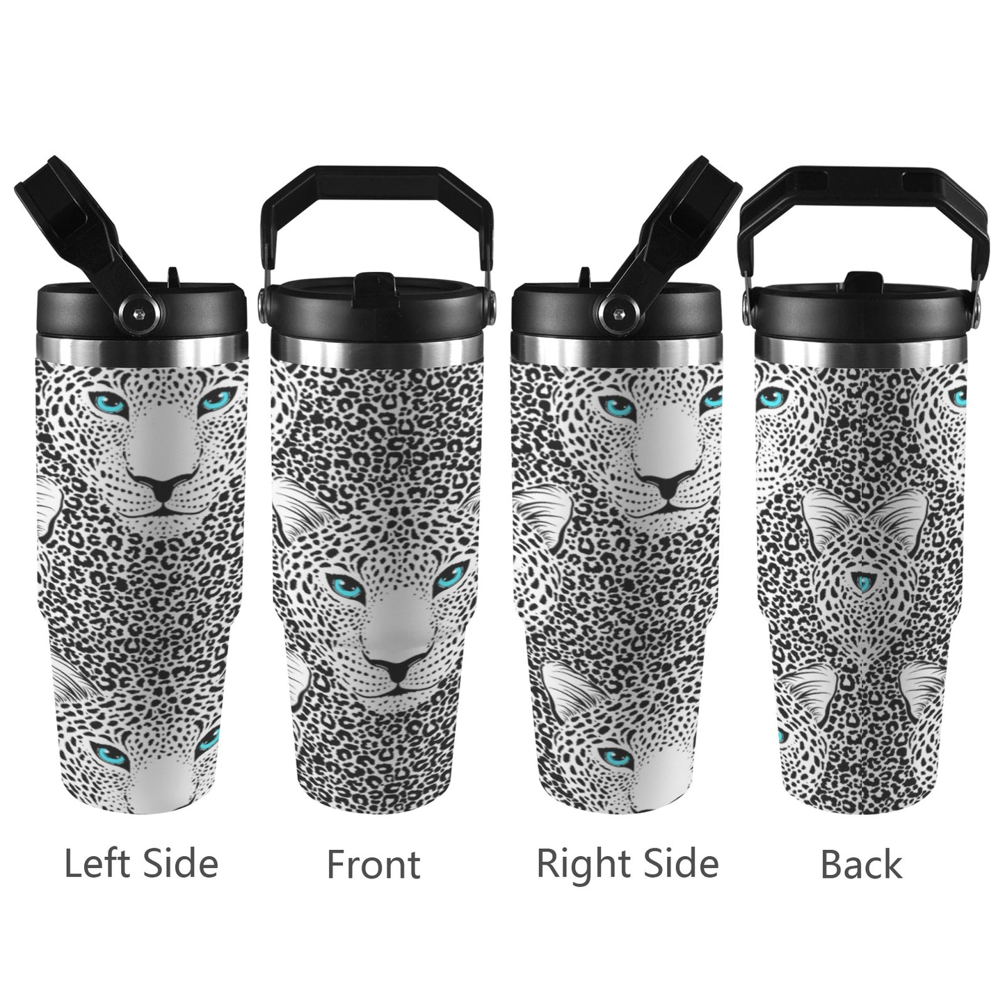 Blue Eyed Big Cat  30oz Tumbler with Top Handle