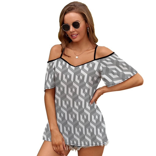 Silver Geo Design Off-Shoulder Camisole Top