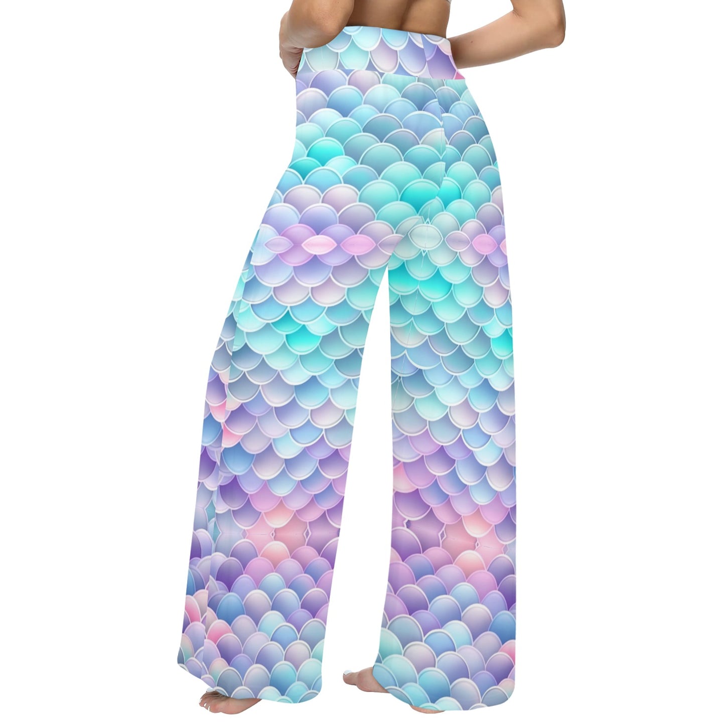 Pastel Mermaid Tail Women's Wide Leg Lounge Pants