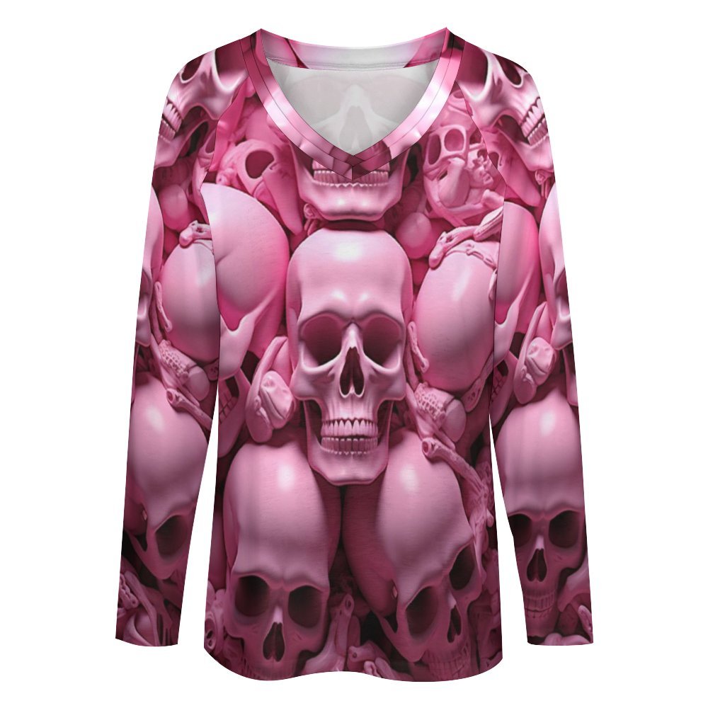 Pink Skeletons Long Sleeve Loose Tee