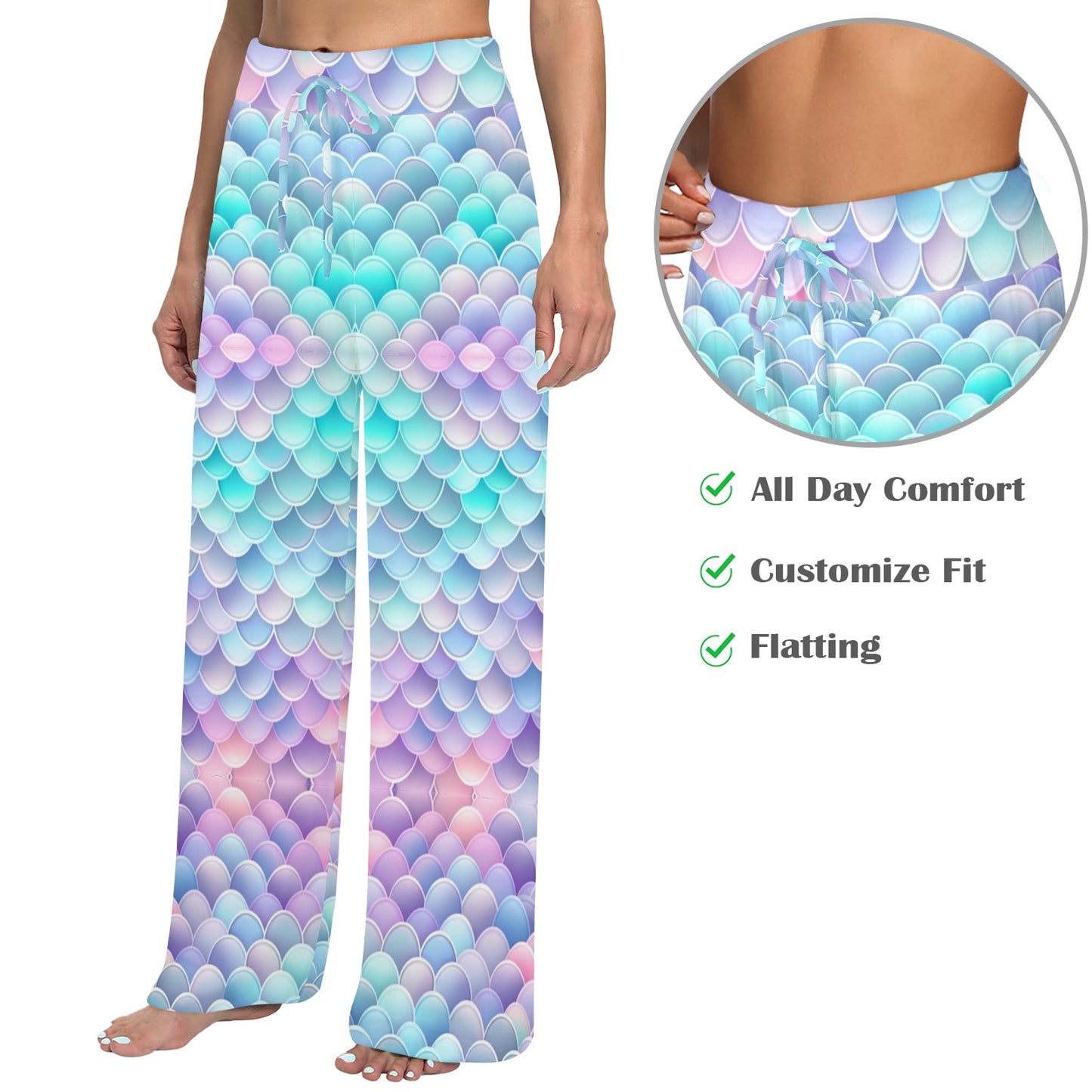 Pastel Mermaid Tail Women's Wide Leg Lounge Pants