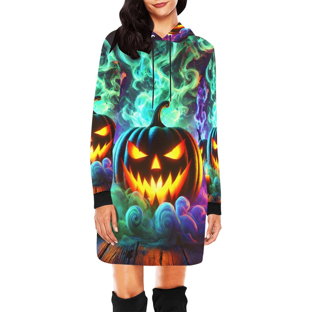 Colorful Pumpkins Hoodie Mini Dress