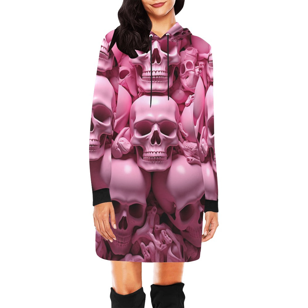 Pink Skeletons  Hoodie Mini Dress