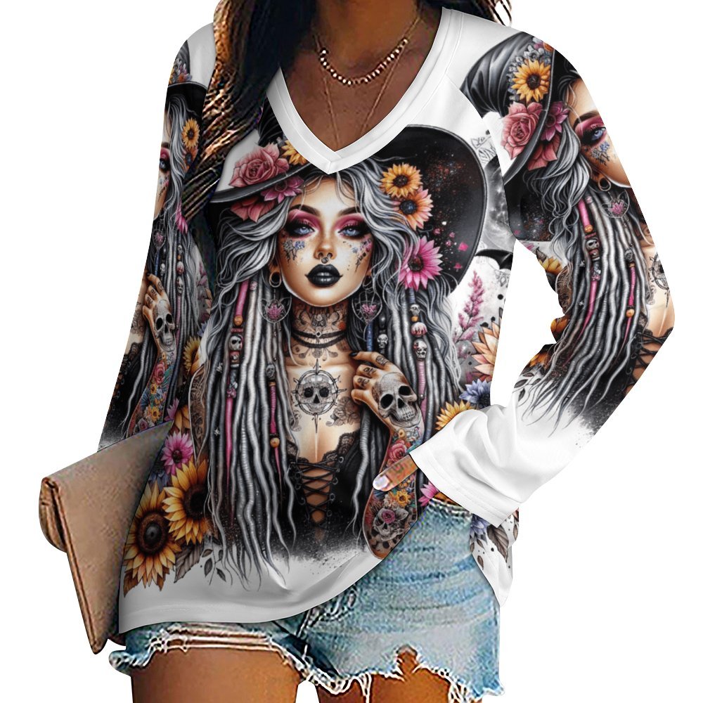 Witch Girl Long Sleeve Vneck  3 colors to choose from