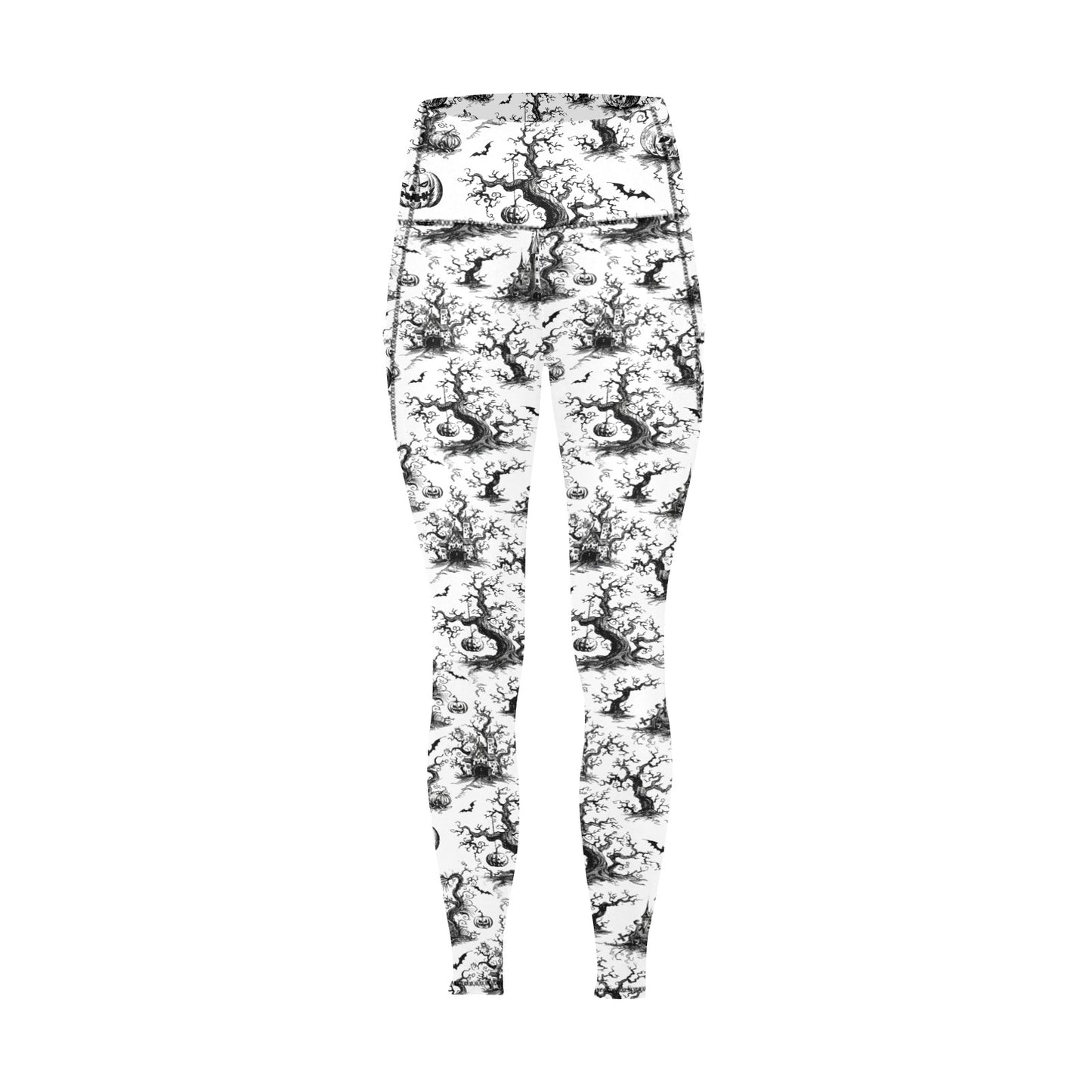 White Halloween Time Women's Leggings with Pockets