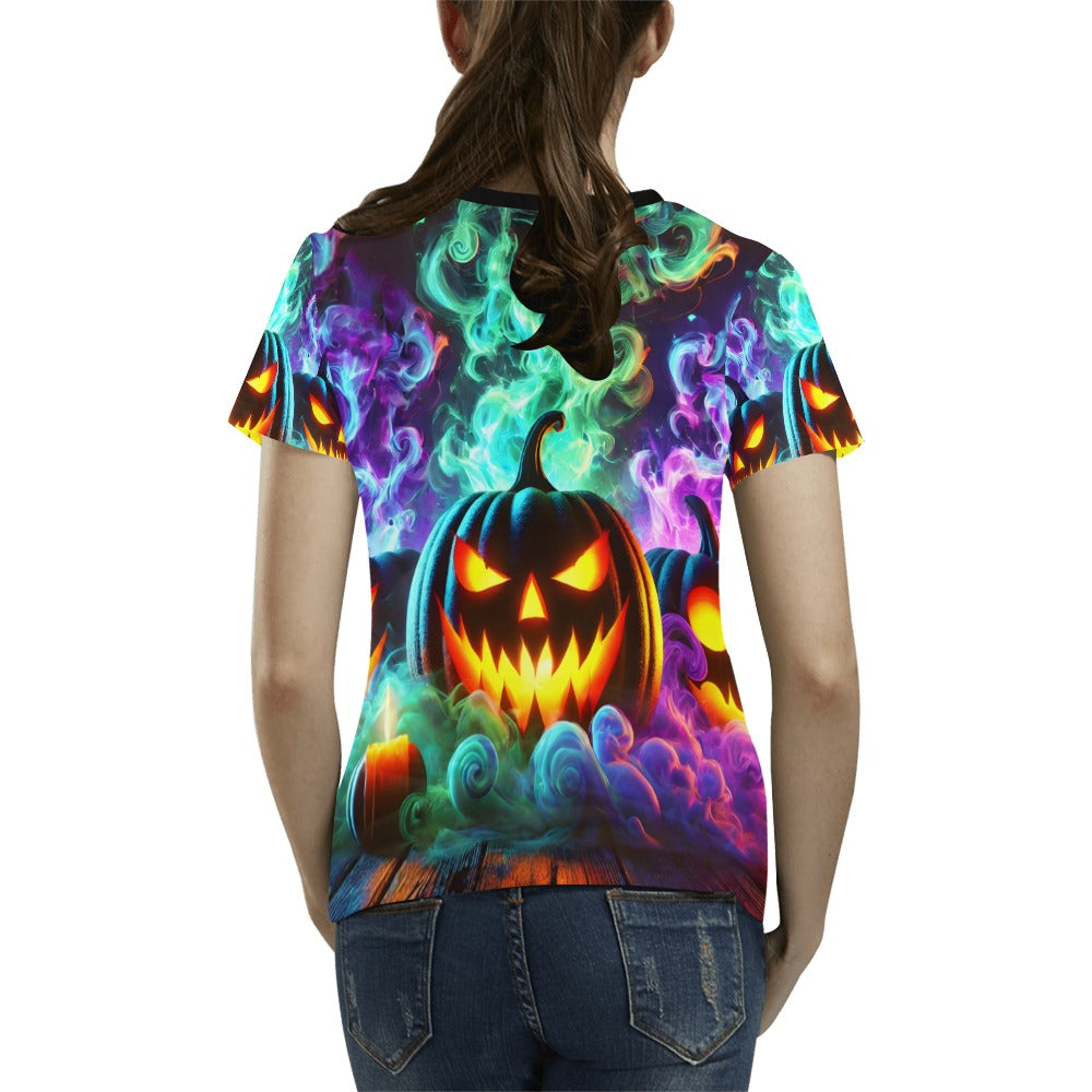 Colorful Pumpkins T-Shirt for Women (USA Size)