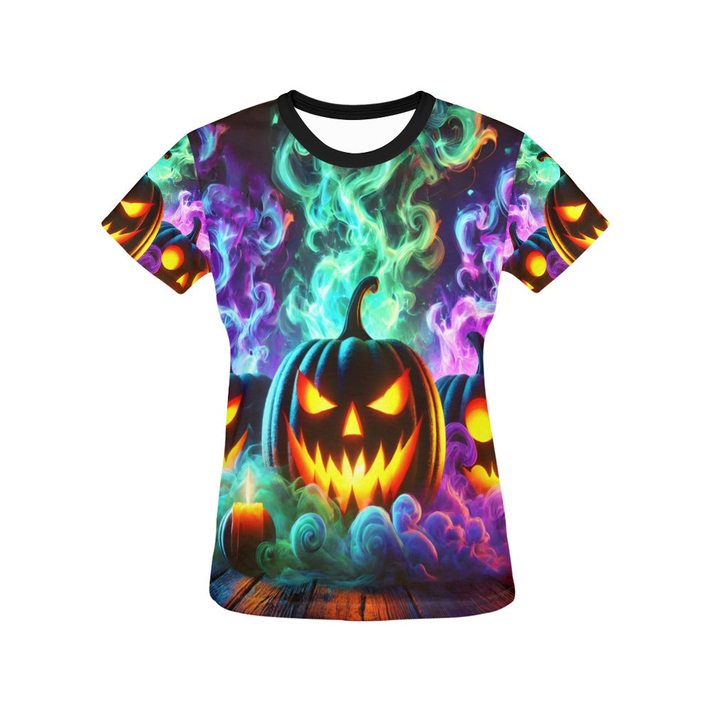 Colorful Pumpkins T-Shirt for Women (USA Size)