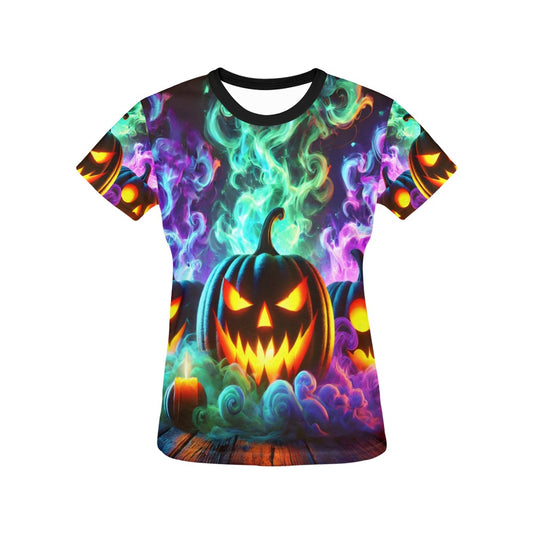 Colorful Pumpkins T-Shirt for Women (USA Size)