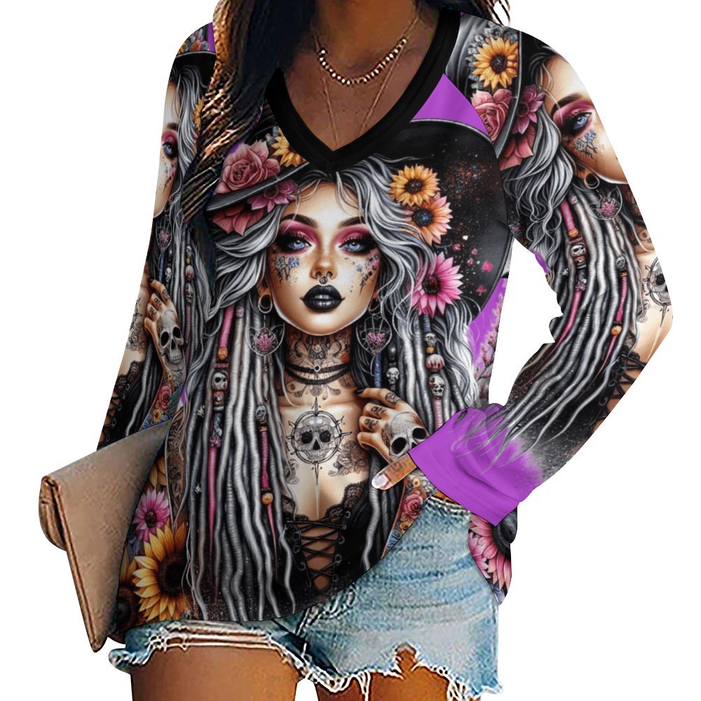 Witch Girl Long Sleeve Vneck  3 colors to choose from