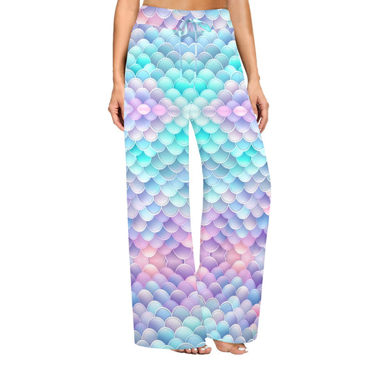 Pastel Mermaid Tail Women's Wide Leg Lounge Pants