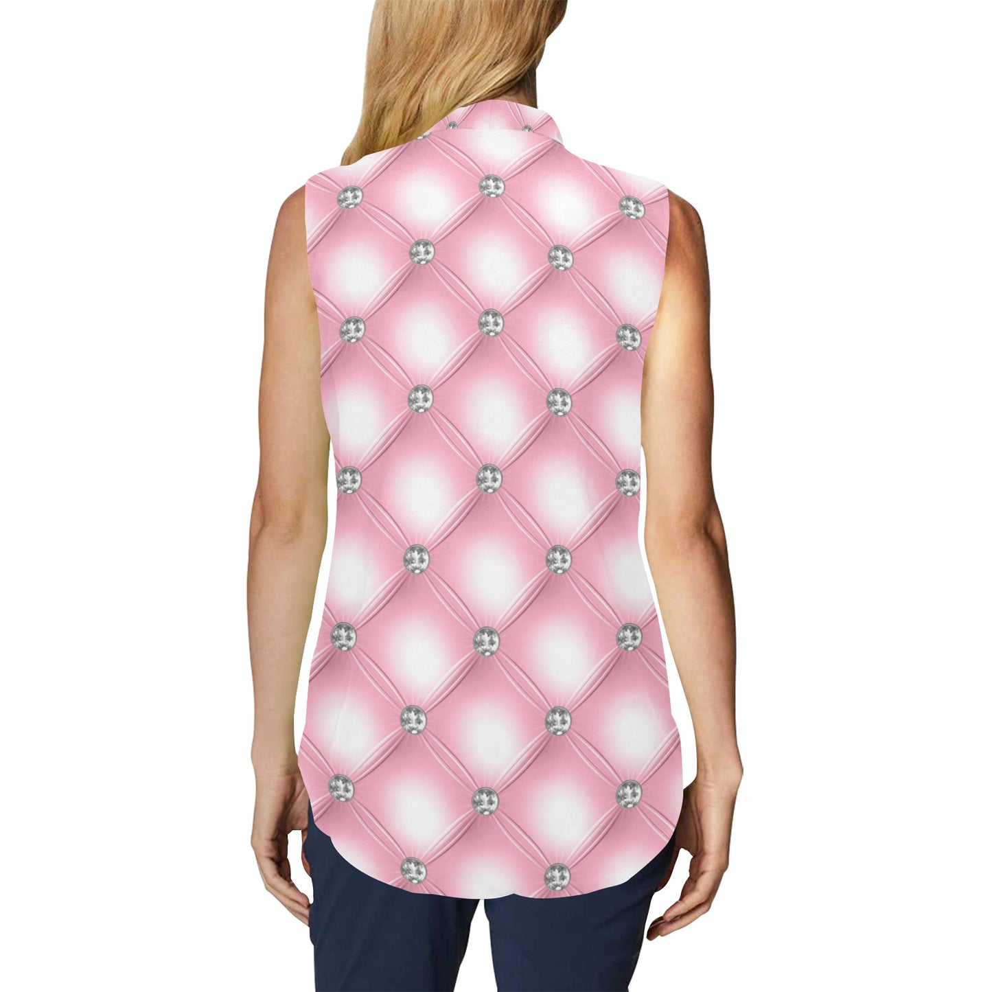 Women's Bow Tie V-Neck Sleeveless Shirt V2 Mood 2