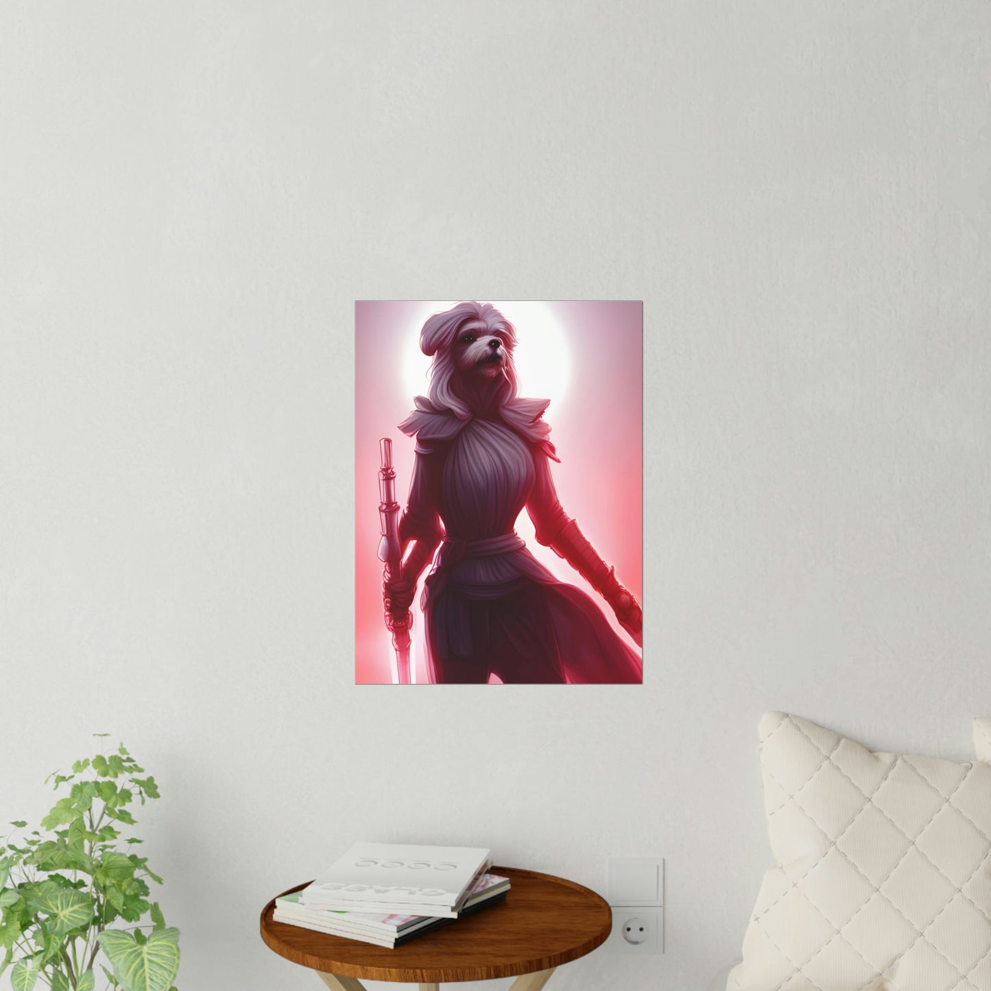 Maltese Female Warrior with Light Saber Inspired Wall Decals