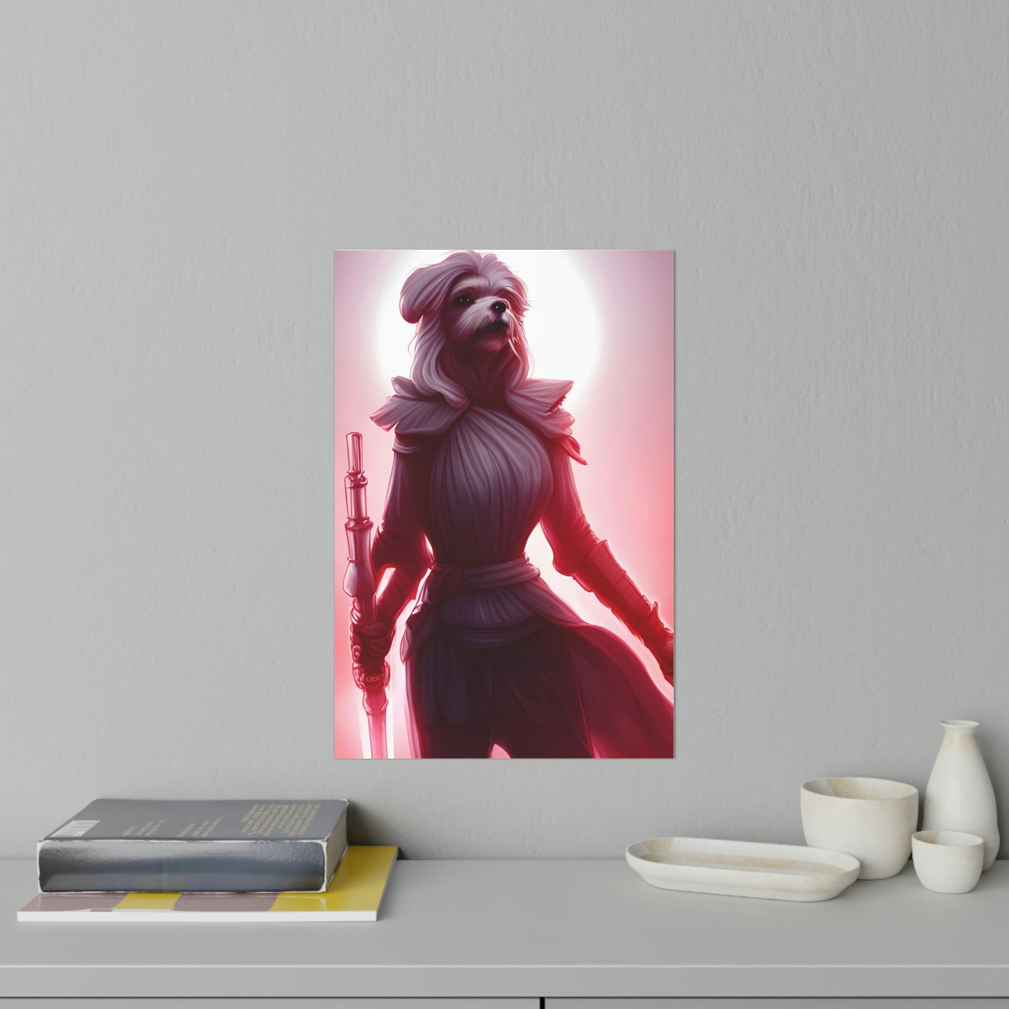 Maltese Female Warrior with Light Saber Inspired Wall Decals