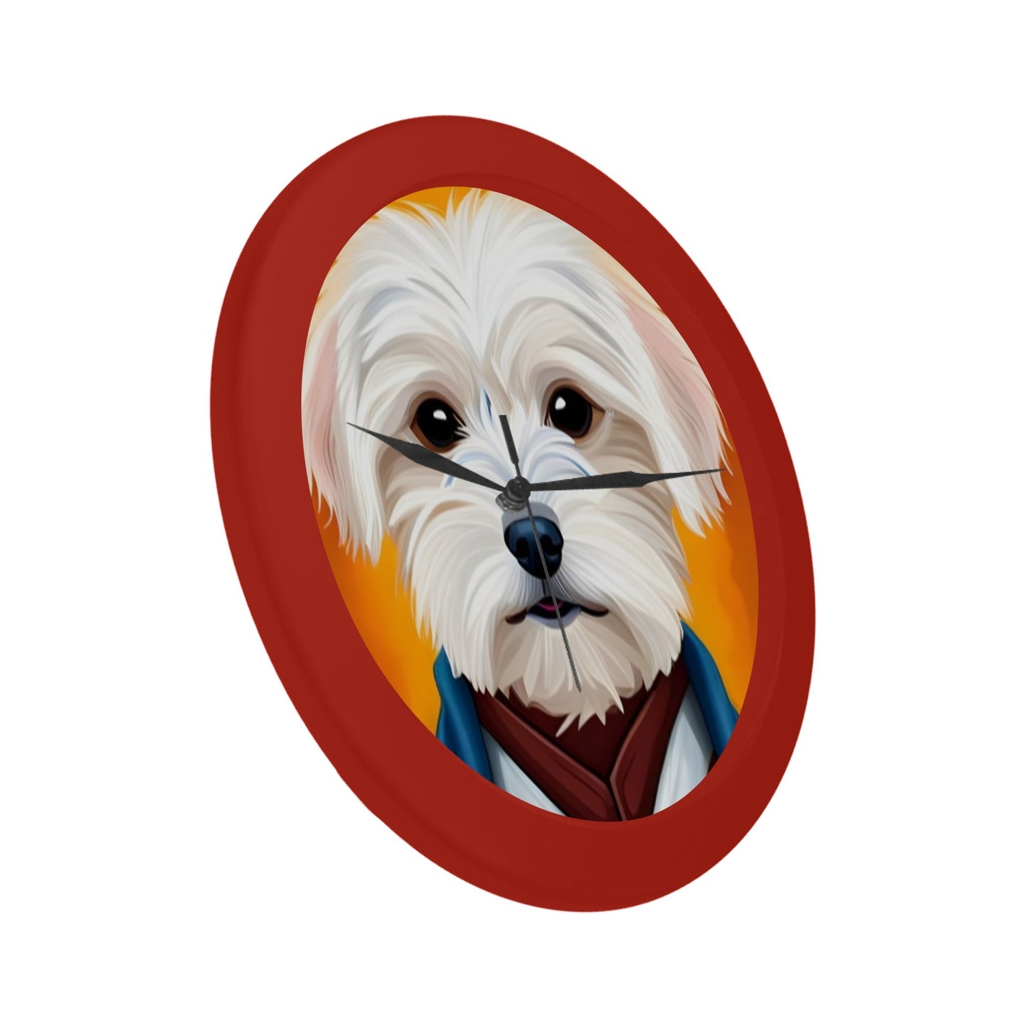 Maltese Dog Star Wars Inspired Red Plastic Wall Clock