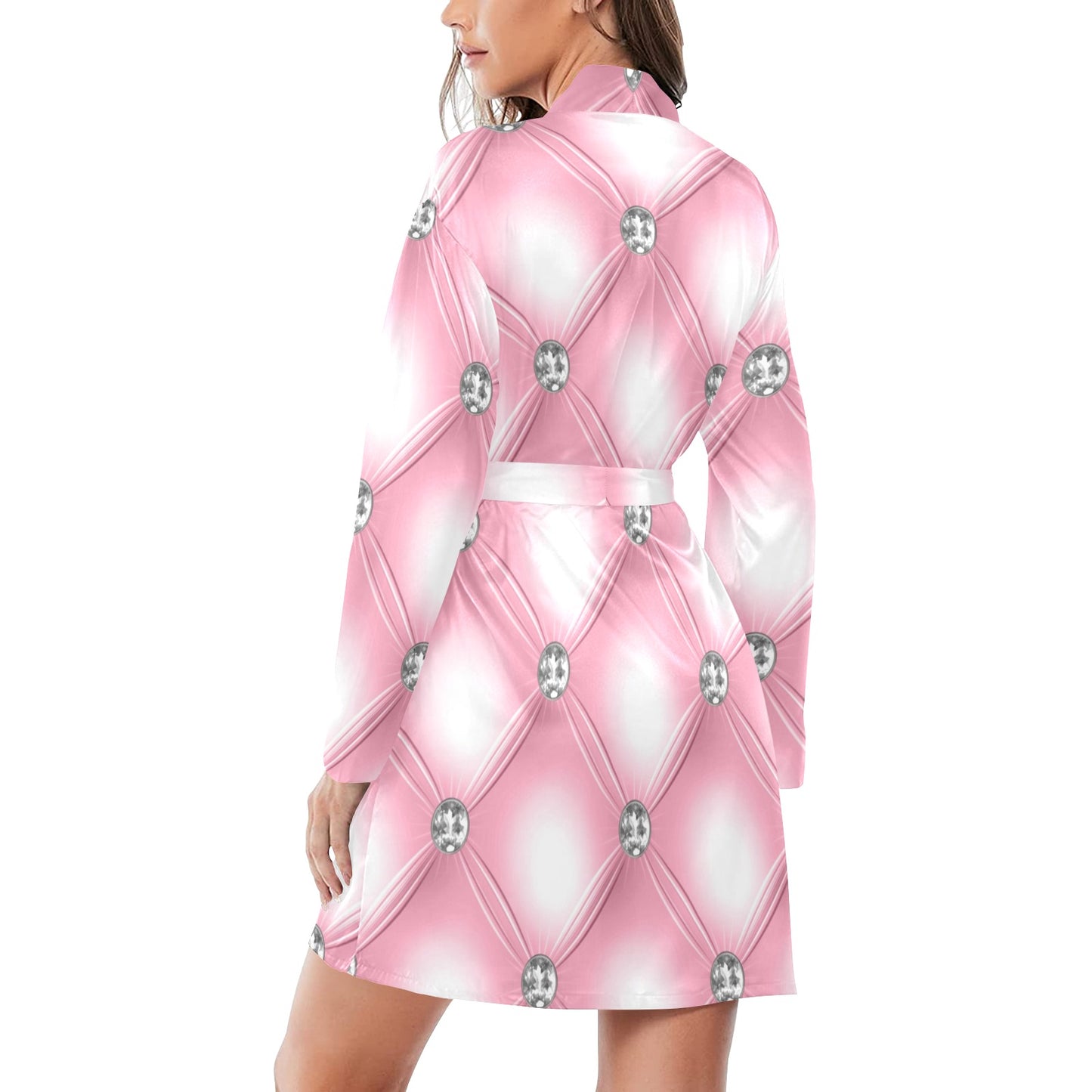 Women's Long Sleeve Belted Night Robe V1 Mood2