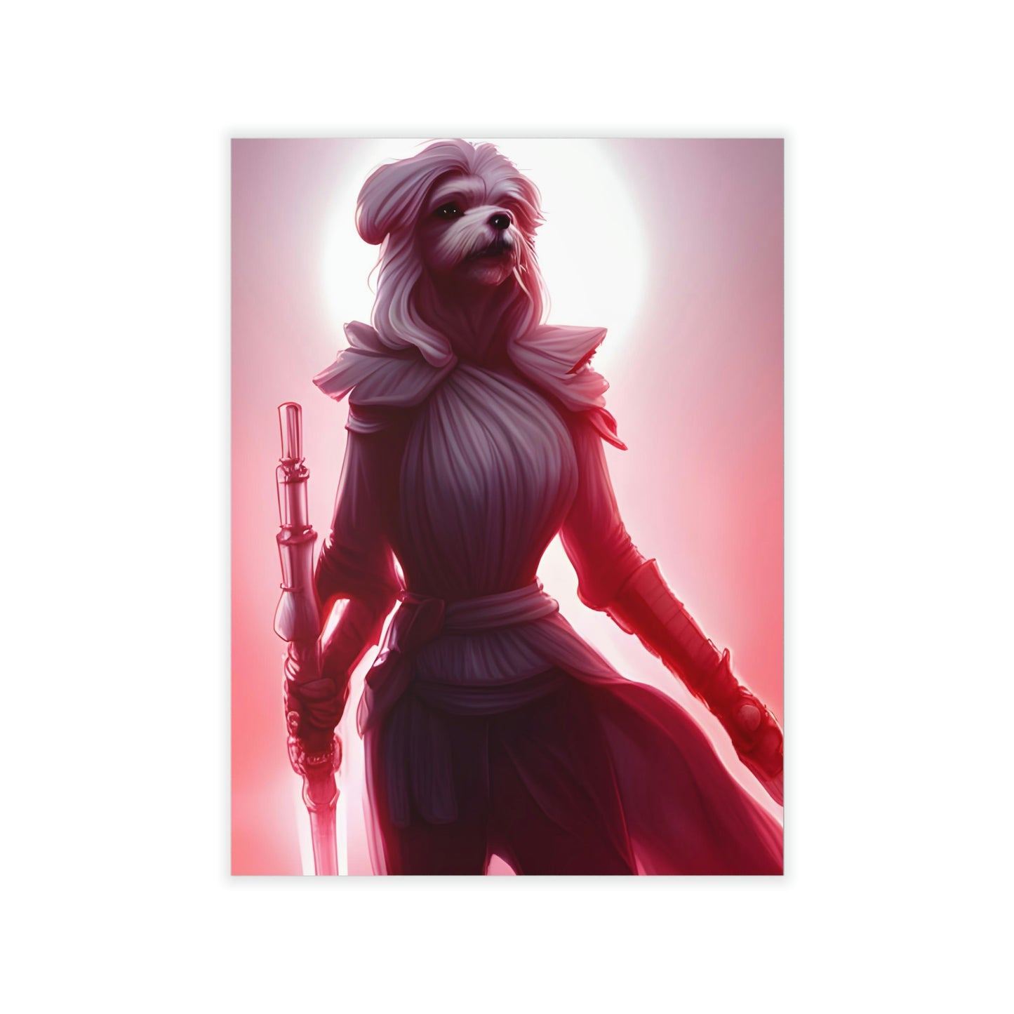 Maltese Female Warrior with Light Saber Inspired Wall Decals