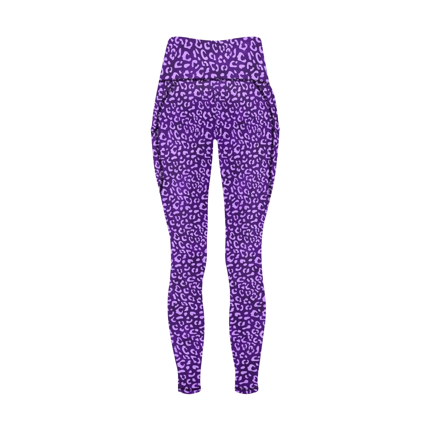 Purple Leopard Women's  Leggings with Pockets