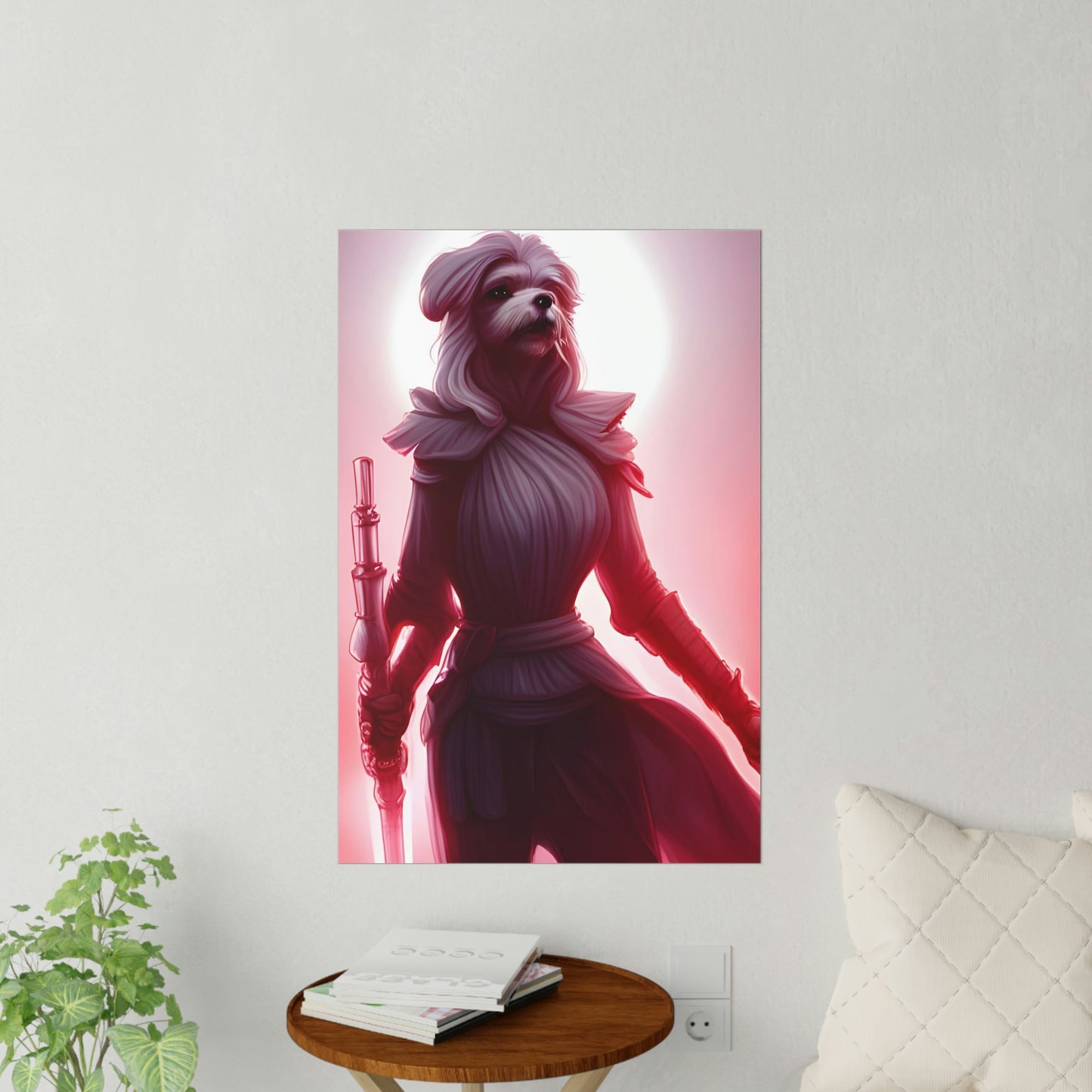 Maltese Female Warrior with Light Saber Inspired Wall Decals