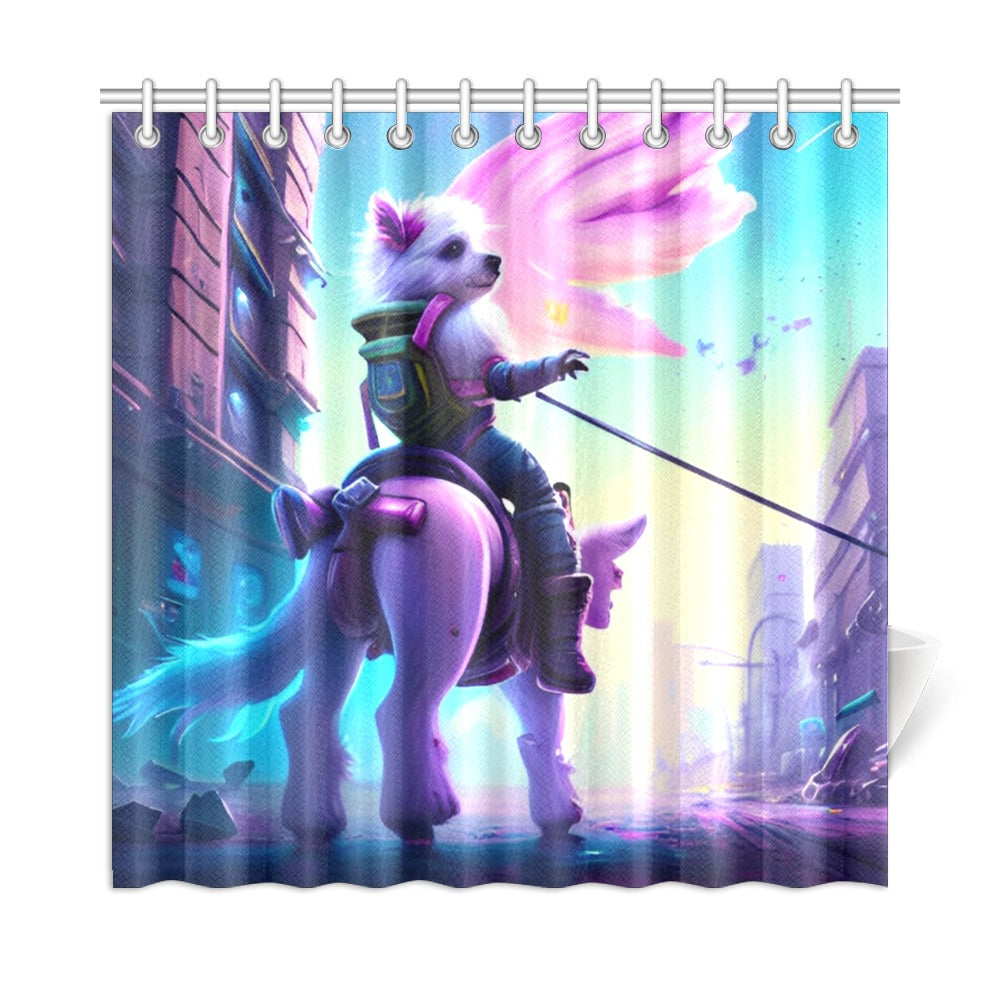 Ashie Poo the Muse Riding a Horse Shower Curtain 72"x72"