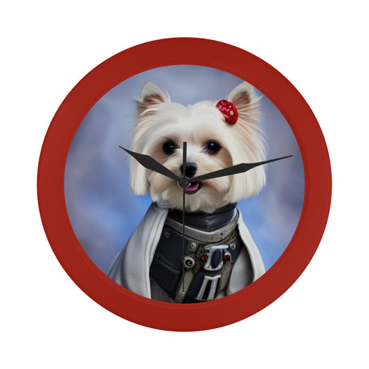 Maltese Dog Star Wars cosplay Inspired Red Plastic Wall Clock