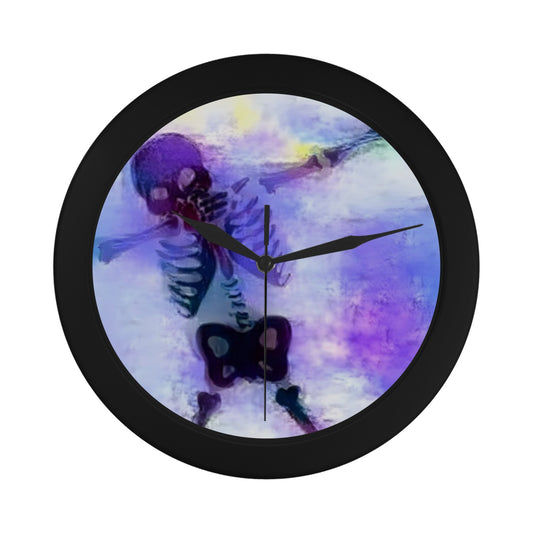 Hey Now Skeleton Black Plastic Wall Clock