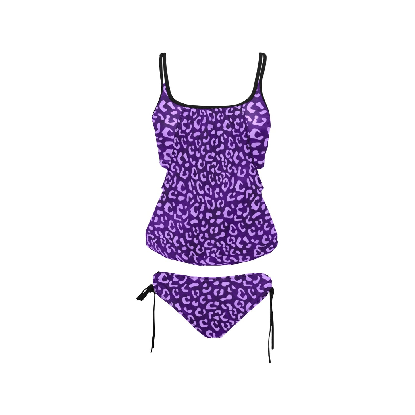 PurpleLeopard Women Lined Up Tankini Swimsuit Set