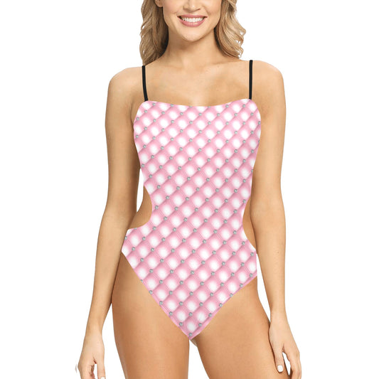 Spaghetti Strap Cut Out Sides Swimsuit  V4