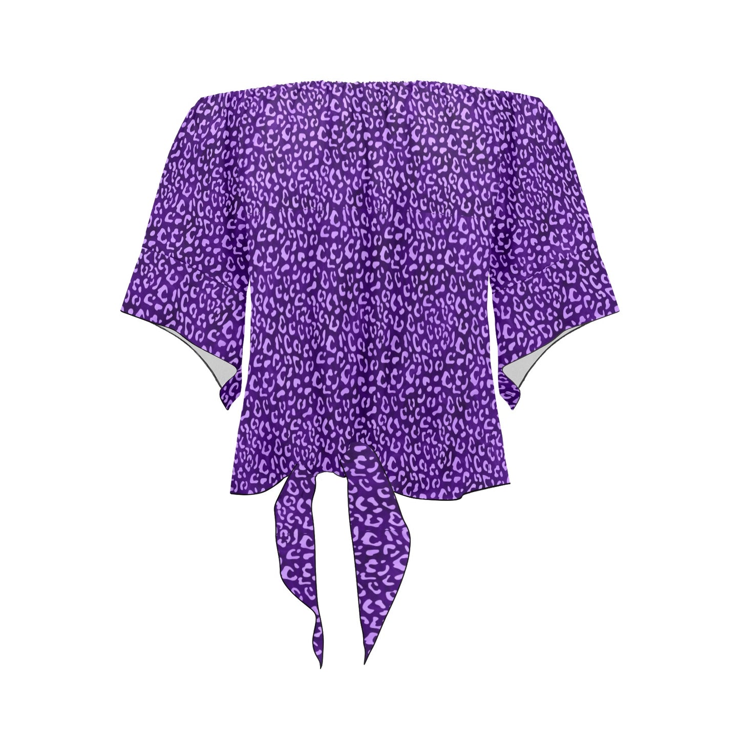 Purple Leopard 2 Off Shoulder Knot Front Blouse Top