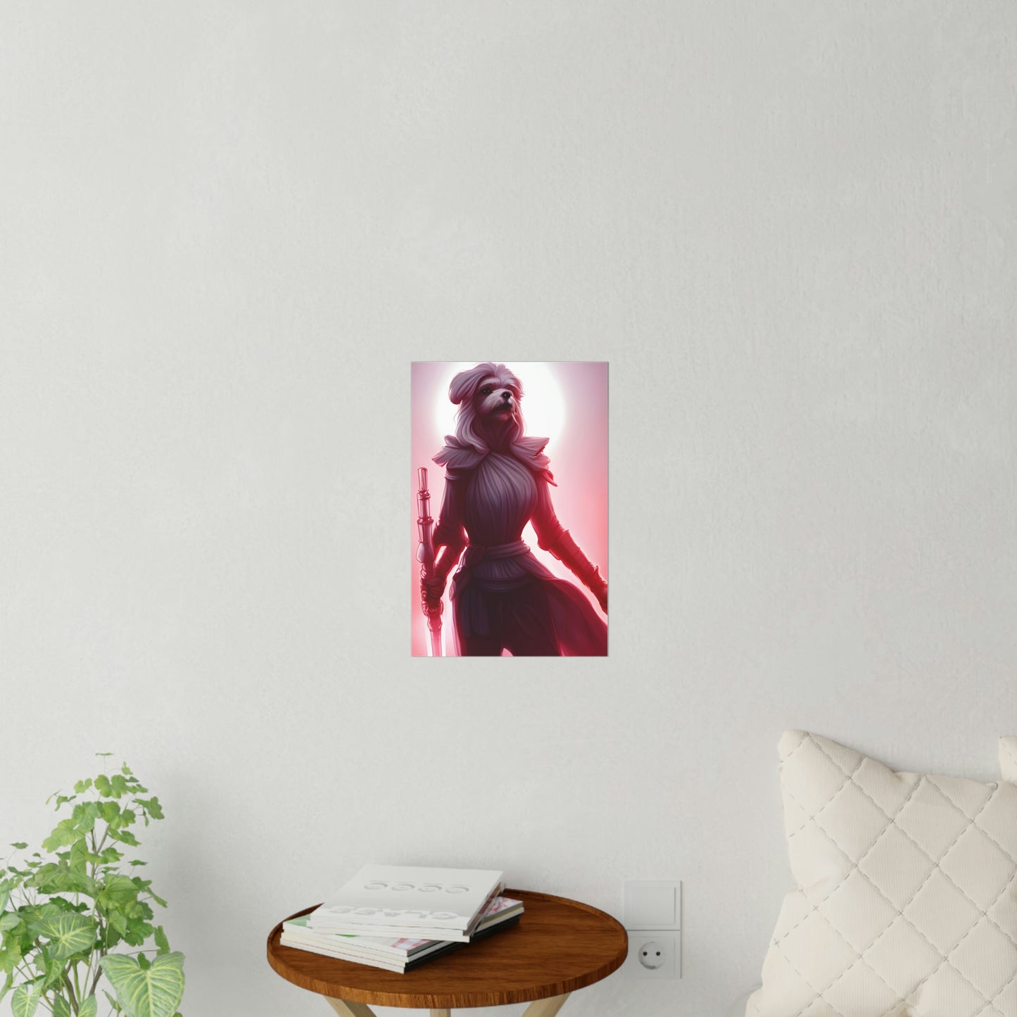 Maltese Female Warrior with Light Saber Inspired Wall Decals