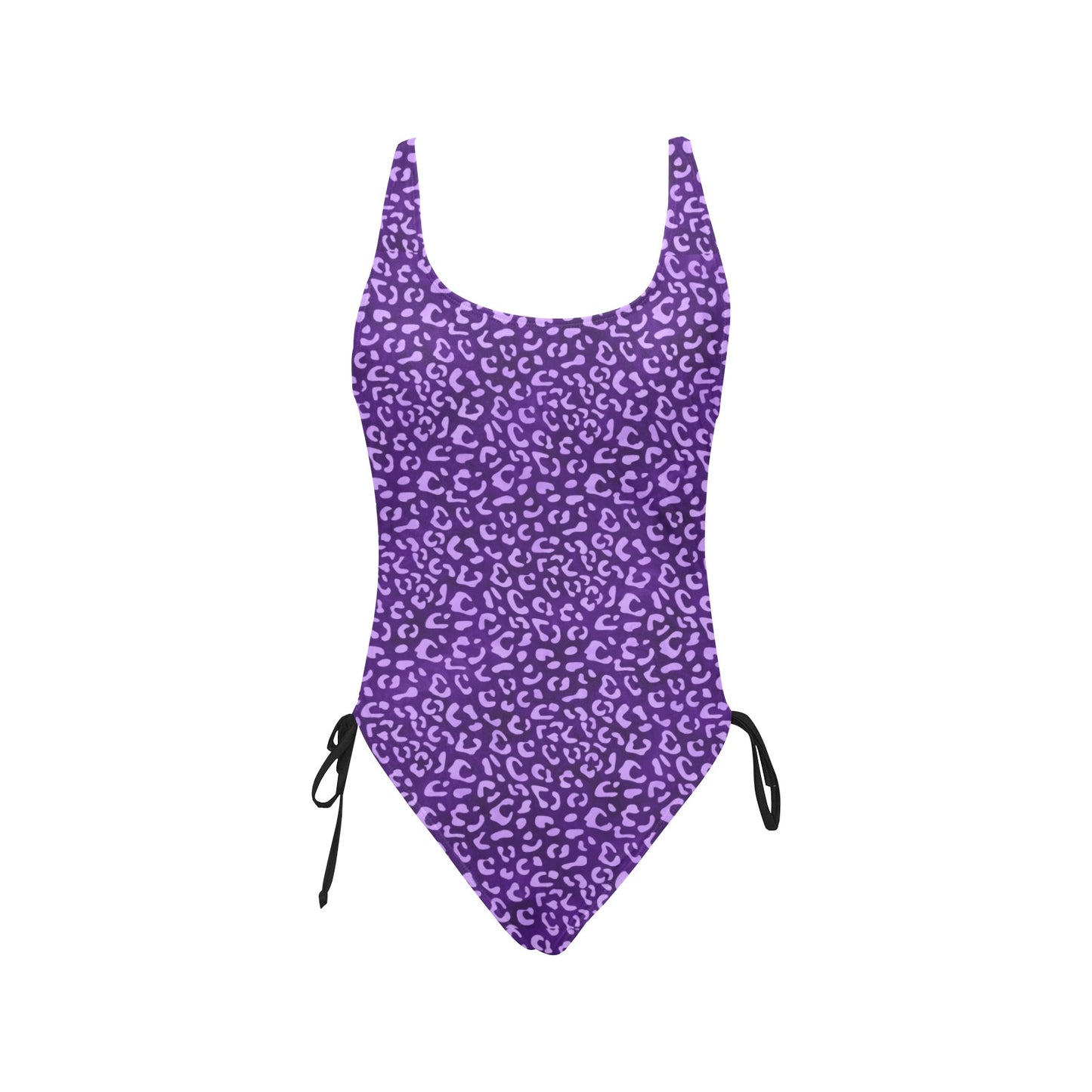 PurpleLeopard2 Drawstring Side One-Piece Swimsuit