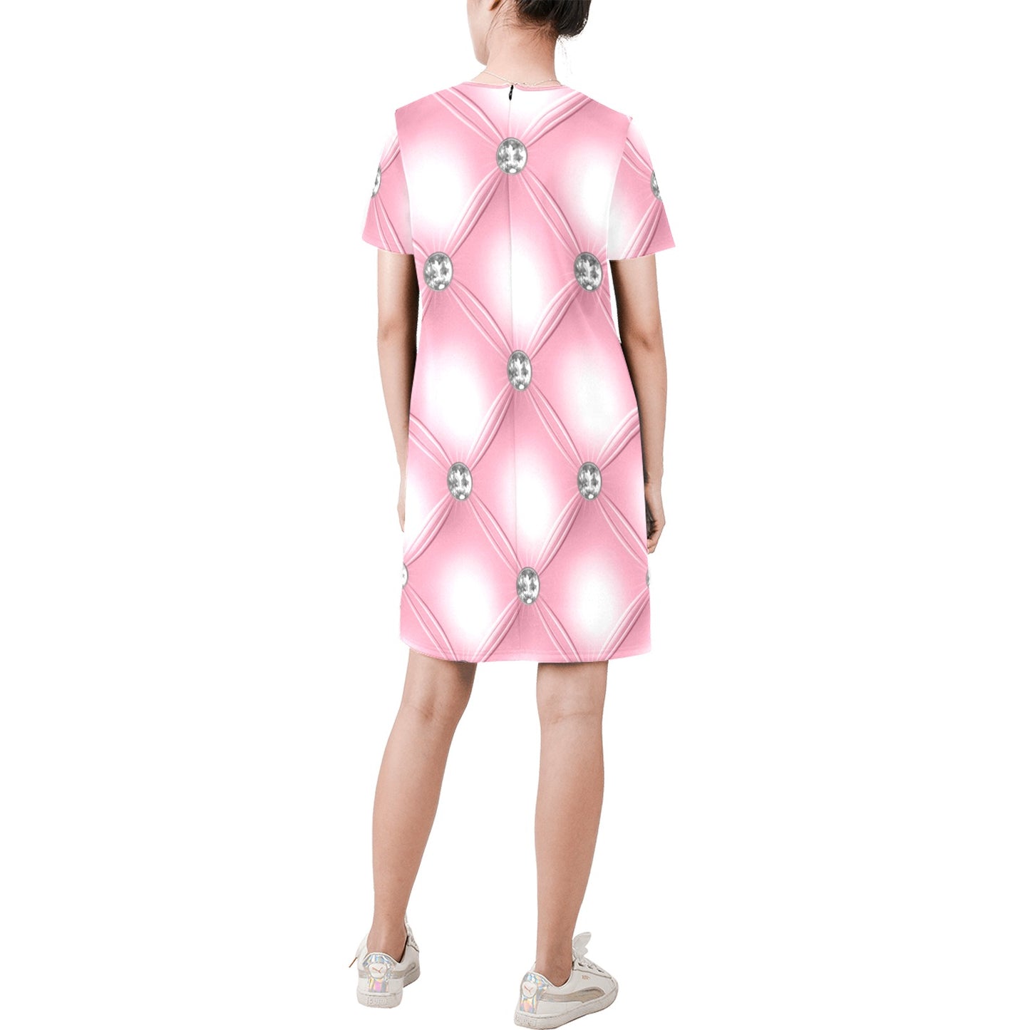 Short-Sleeve Round Neck A-Line Dress V1 Mood 2