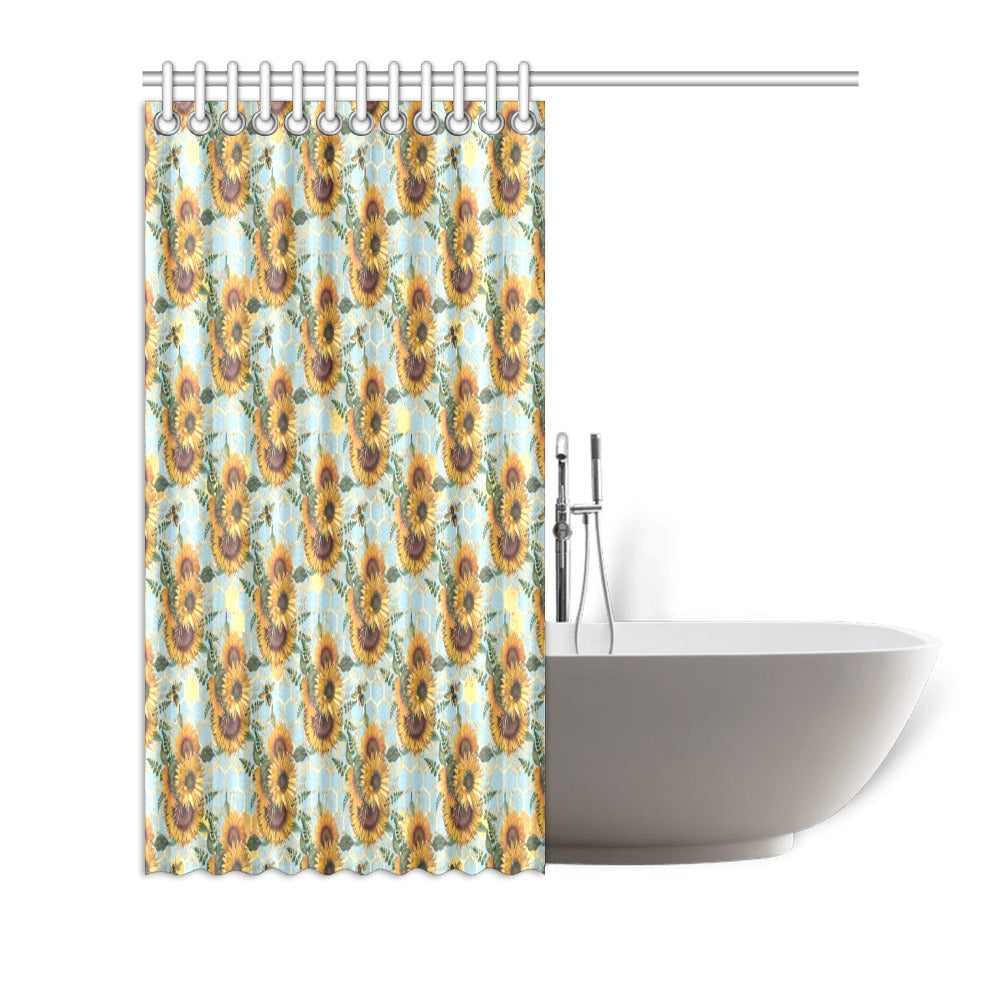 Sunflowers and Bees Shower Curtain 72"x72"