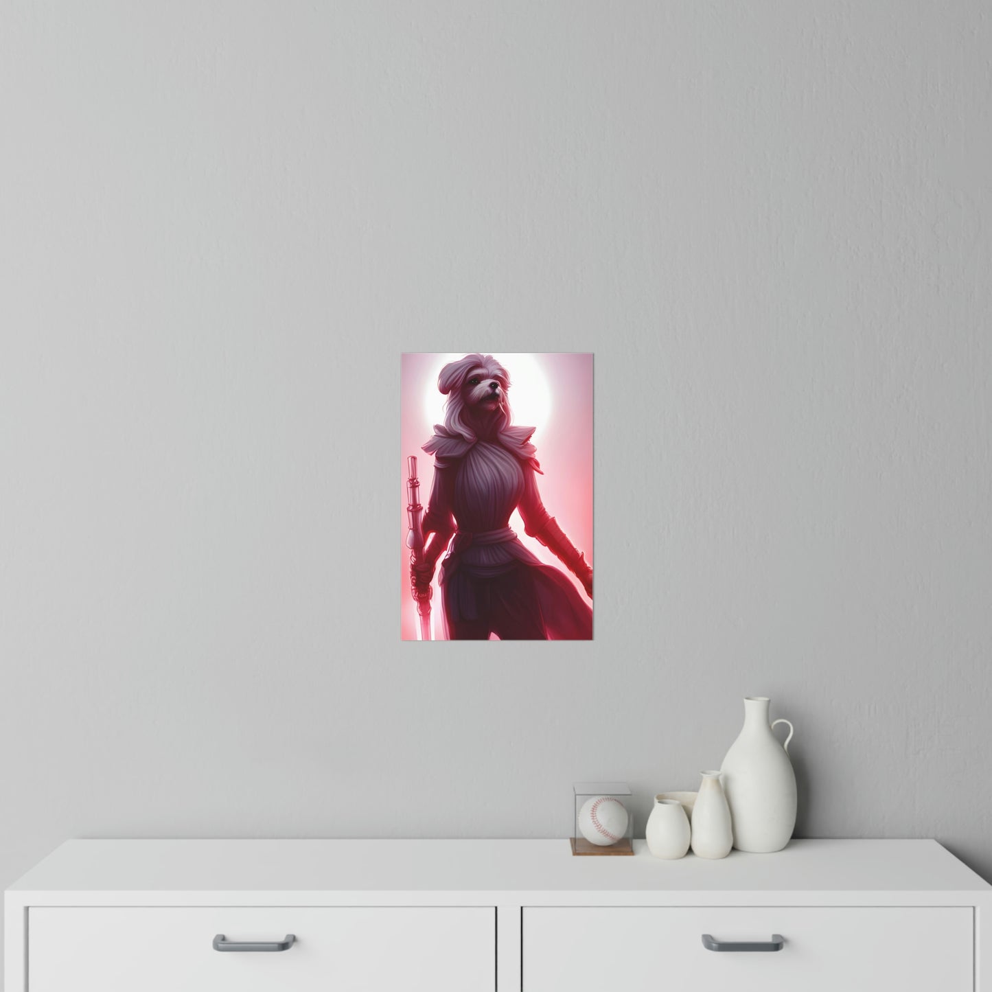 Maltese Female Warrior with Light Saber Inspired Wall Decals