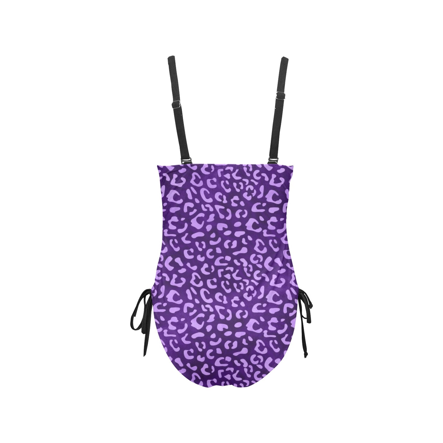 PurpleLeopard Drawstring Side One-Piece Swimsuit