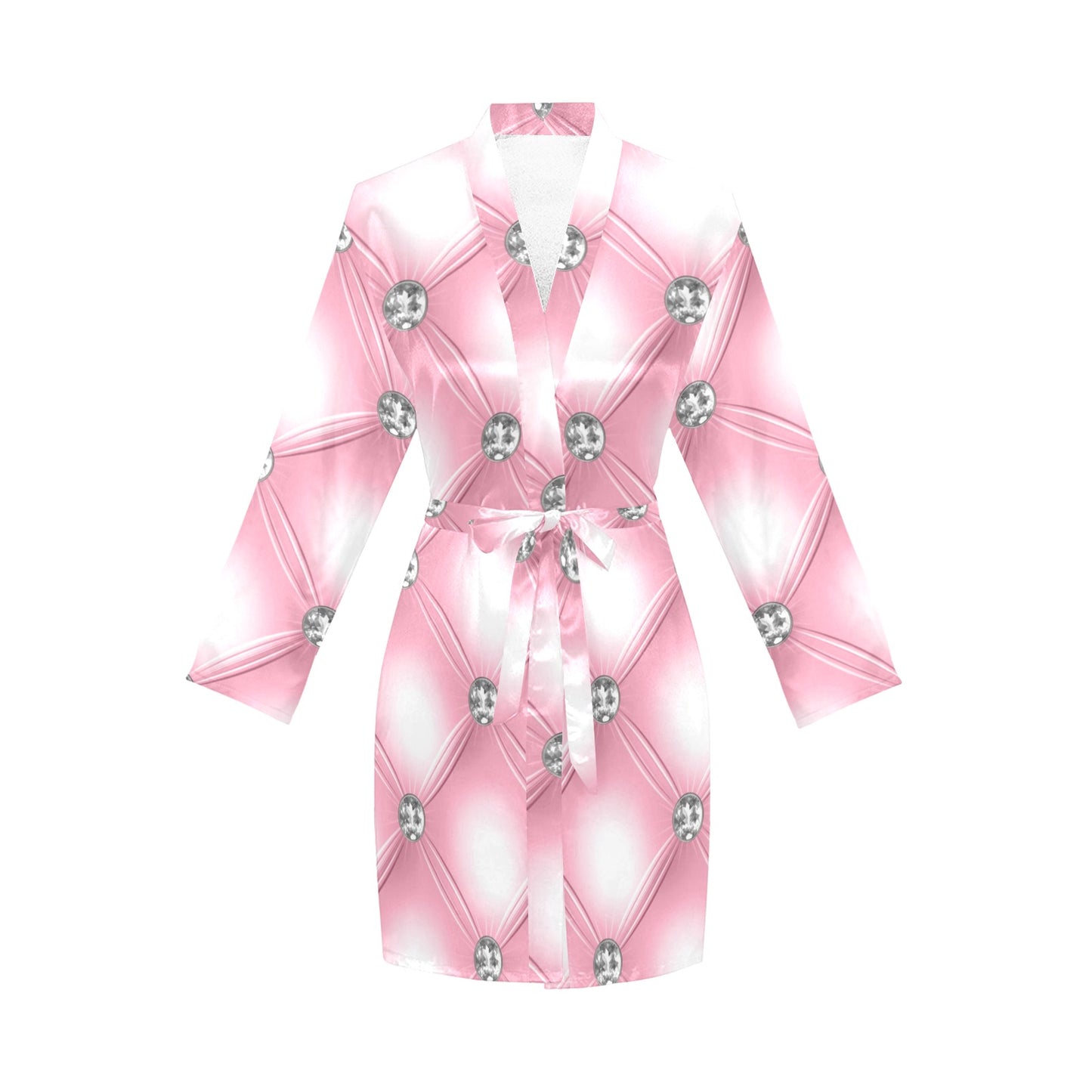 Women's Long Sleeve Belted Night Robe V1 Mood2