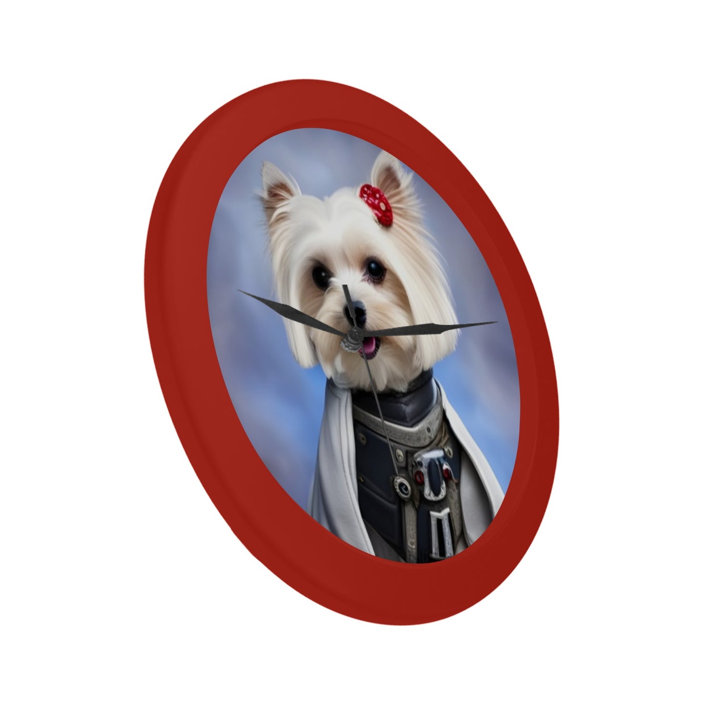 Maltese Dog Star Wars cosplay Inspired Red Plastic Wall Clock