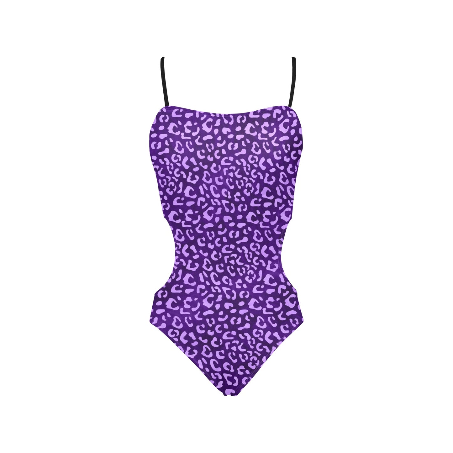 PurpleLeopard2 Women Cut Out Sides One Piece Swimsuit