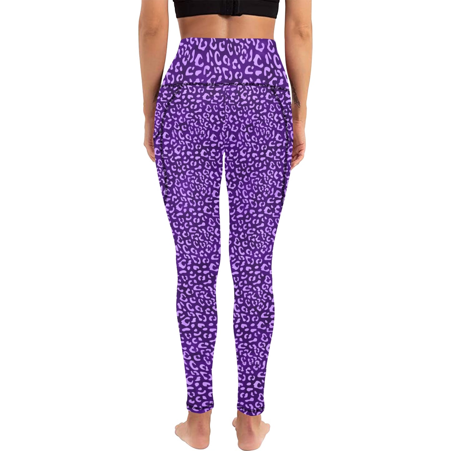 Purple Leopard Women's  Leggings with Pockets