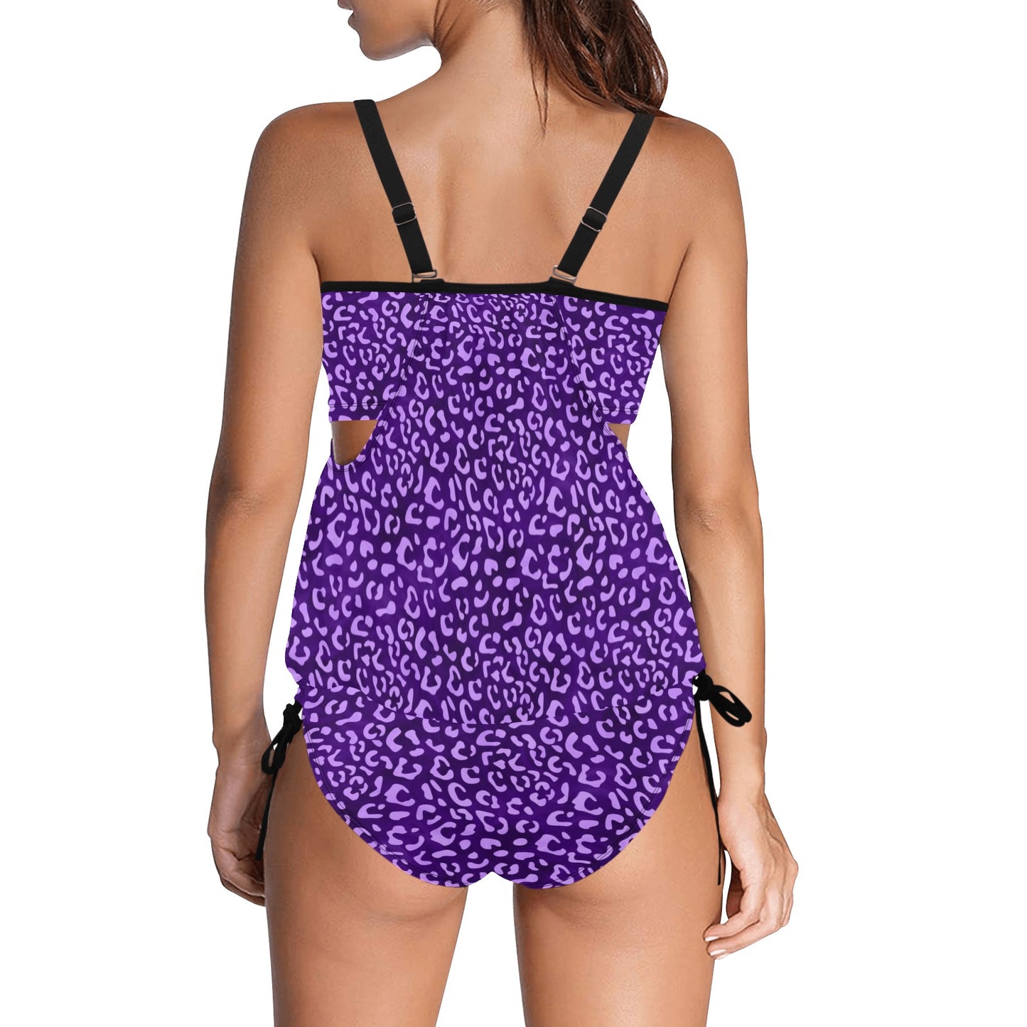 PurpleLeopard2 Women Lined Up Tankini Swimsuit Set