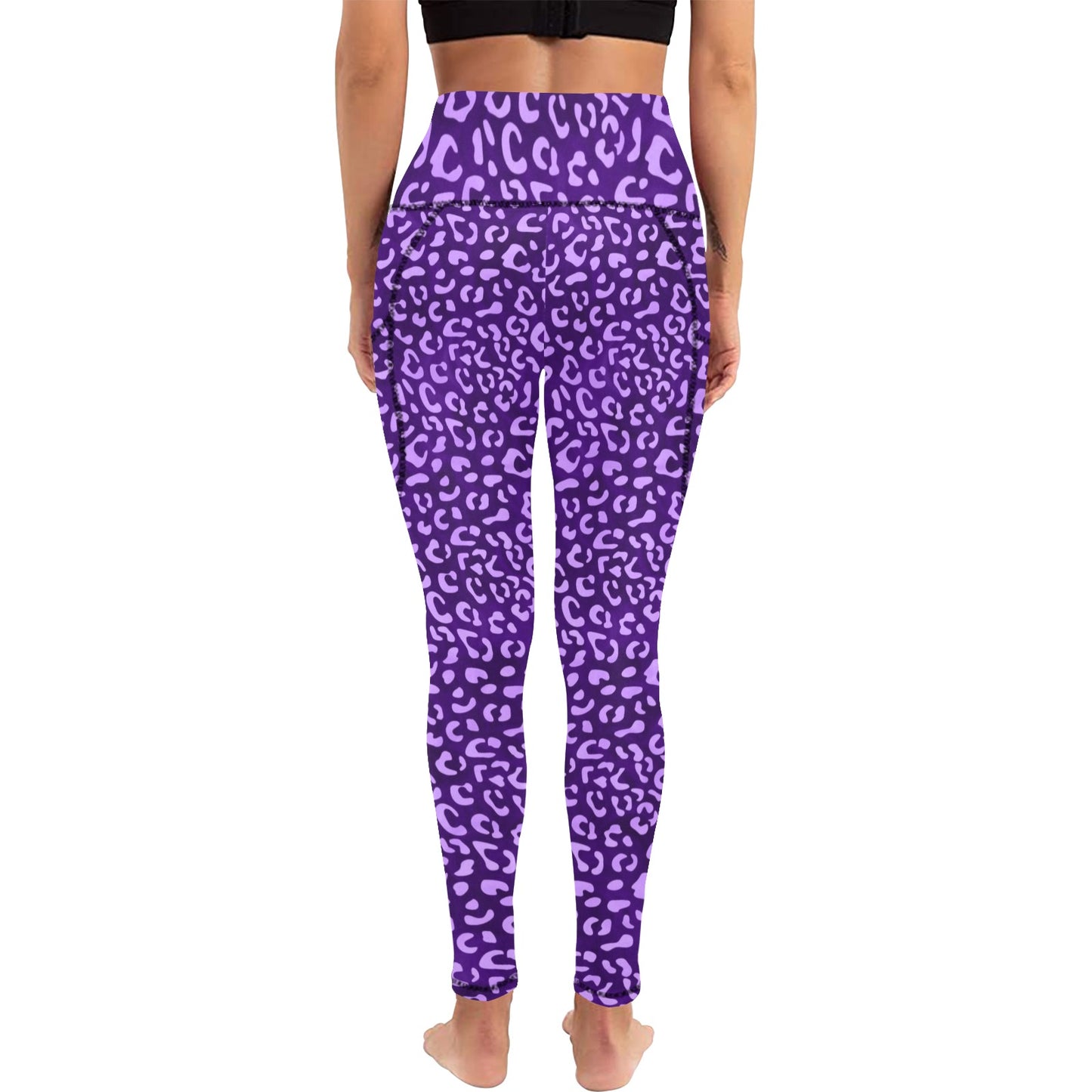 Purple Leopard Women's   Leggings with Pockets