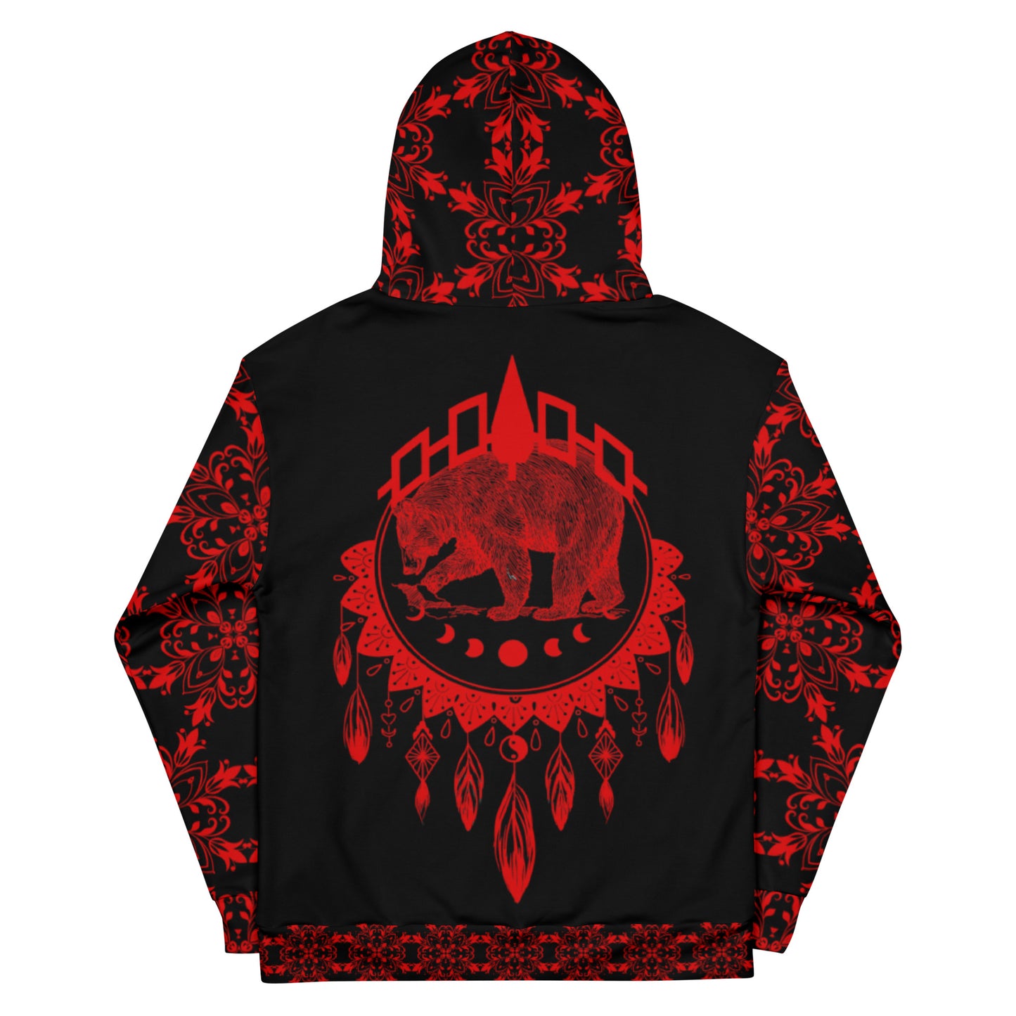 Unisex Hoodie Bear Red on Black