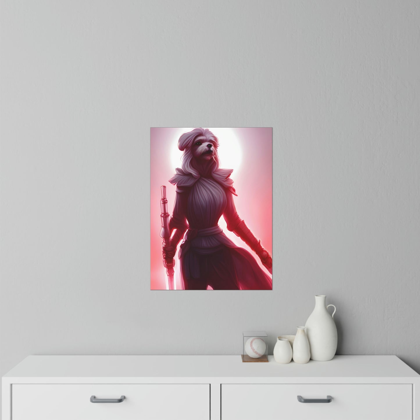 Maltese Female Warrior with Light Saber Inspired Wall Decals