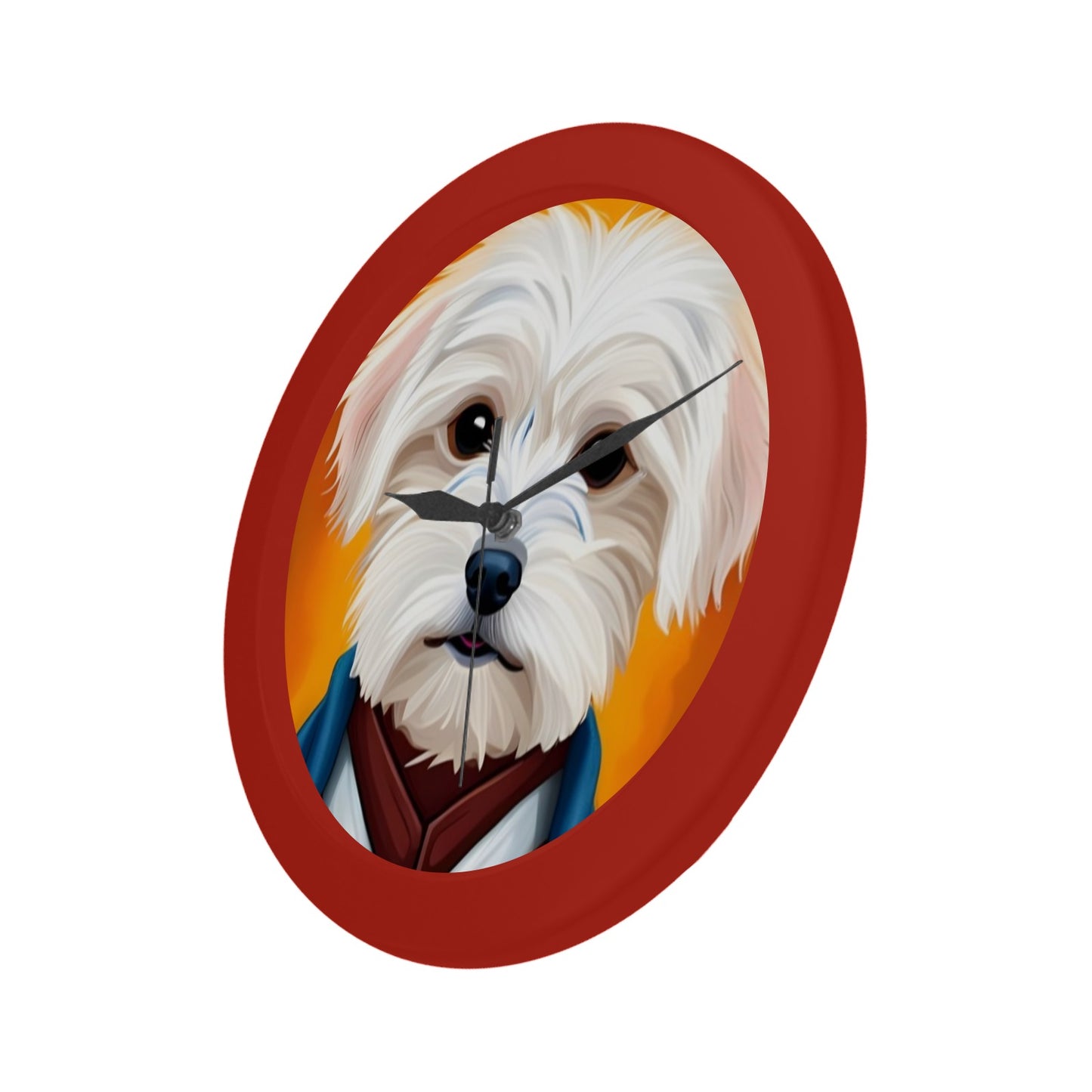 Maltese Dog Star Wars Inspired Red Plastic Wall Clock