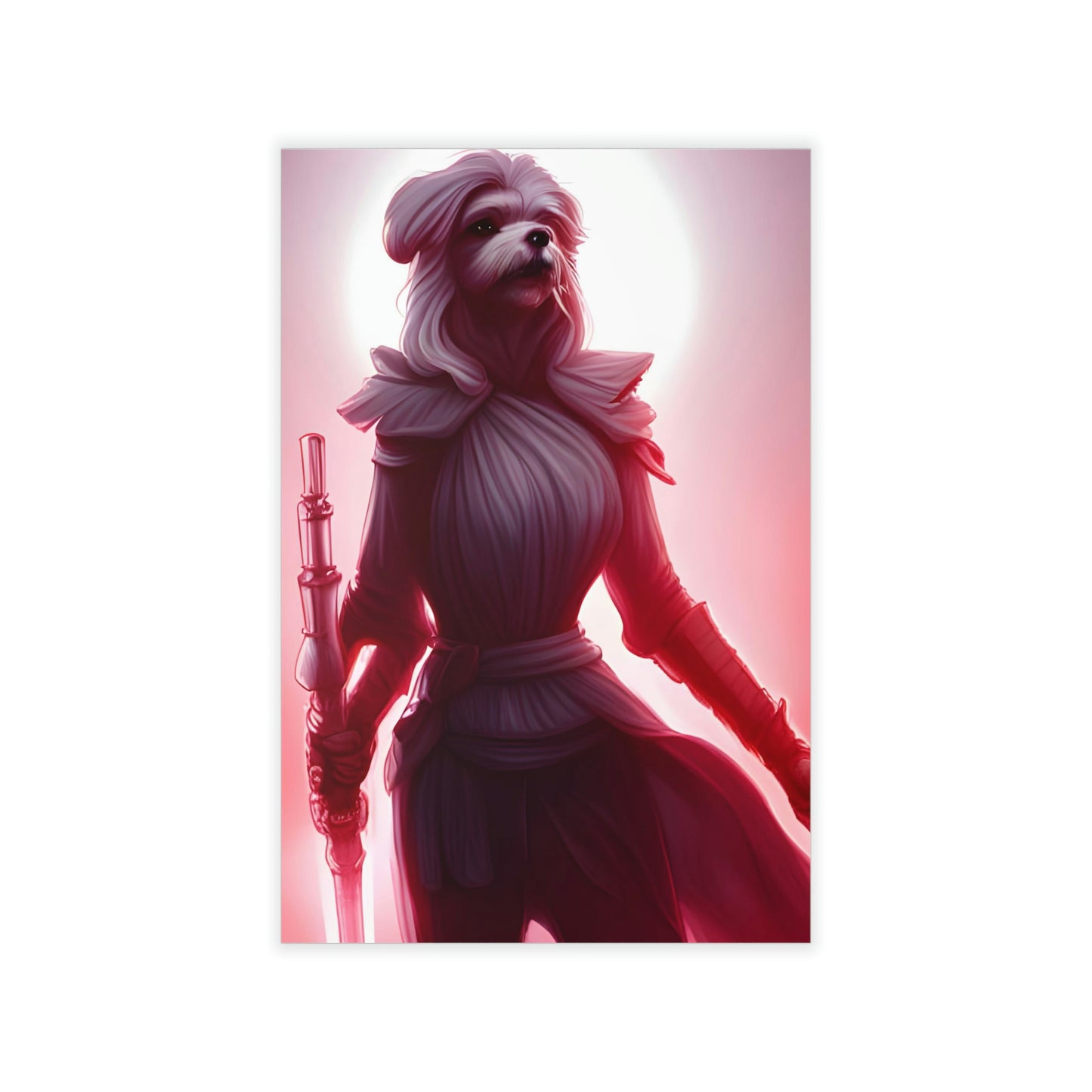 Maltese Female Warrior with Light Saber Inspired Wall Decals