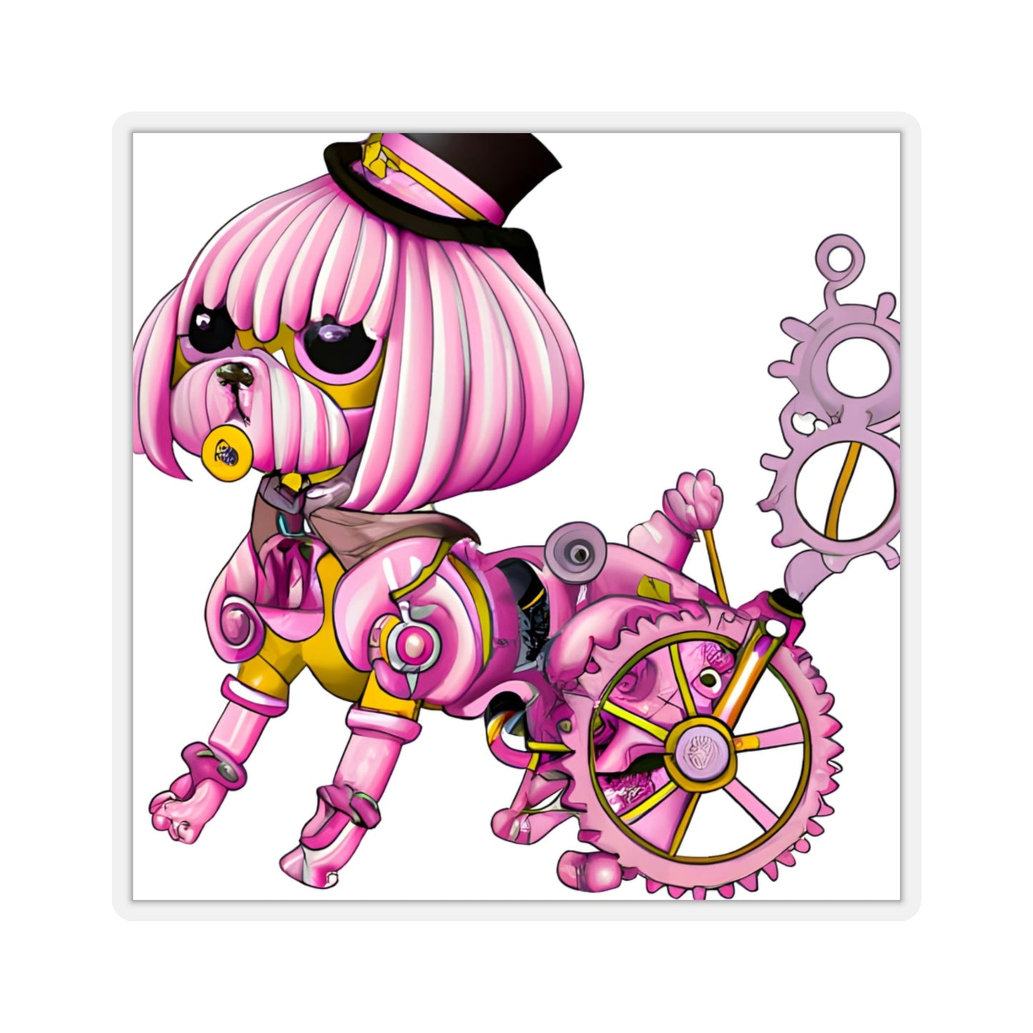 Pink Dog Steampunk Costume  Stickers