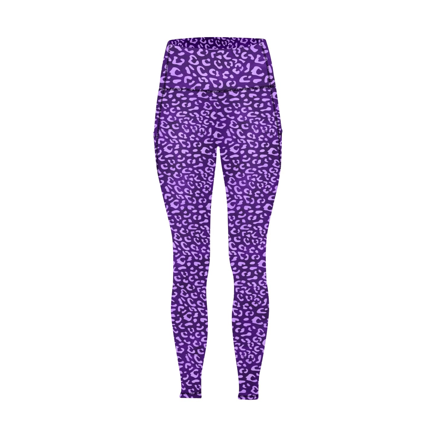 Purple Leopard Women's  Leggings with Pockets